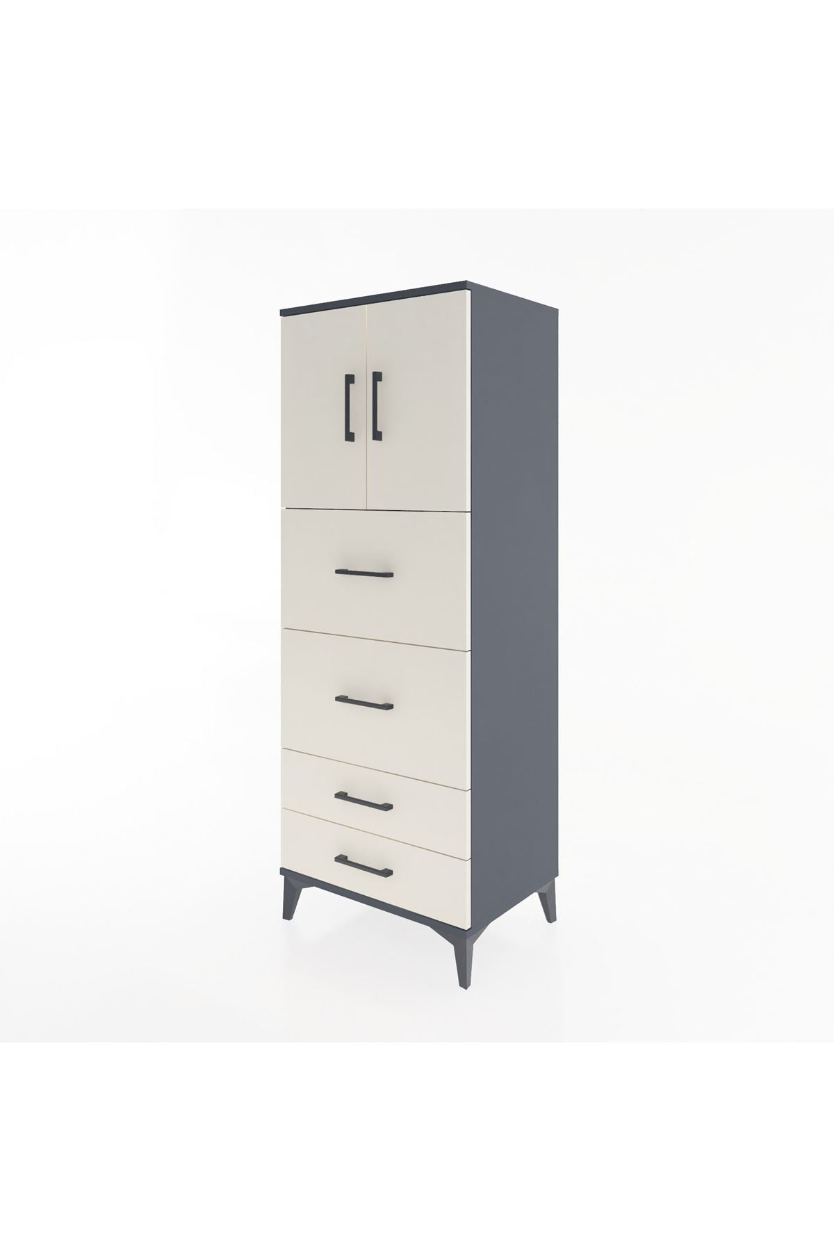 Hyperion Dolap 2 Raflı 4 Çekmeceli 2 Kapaklı 60x44x163 - S53M077V4B