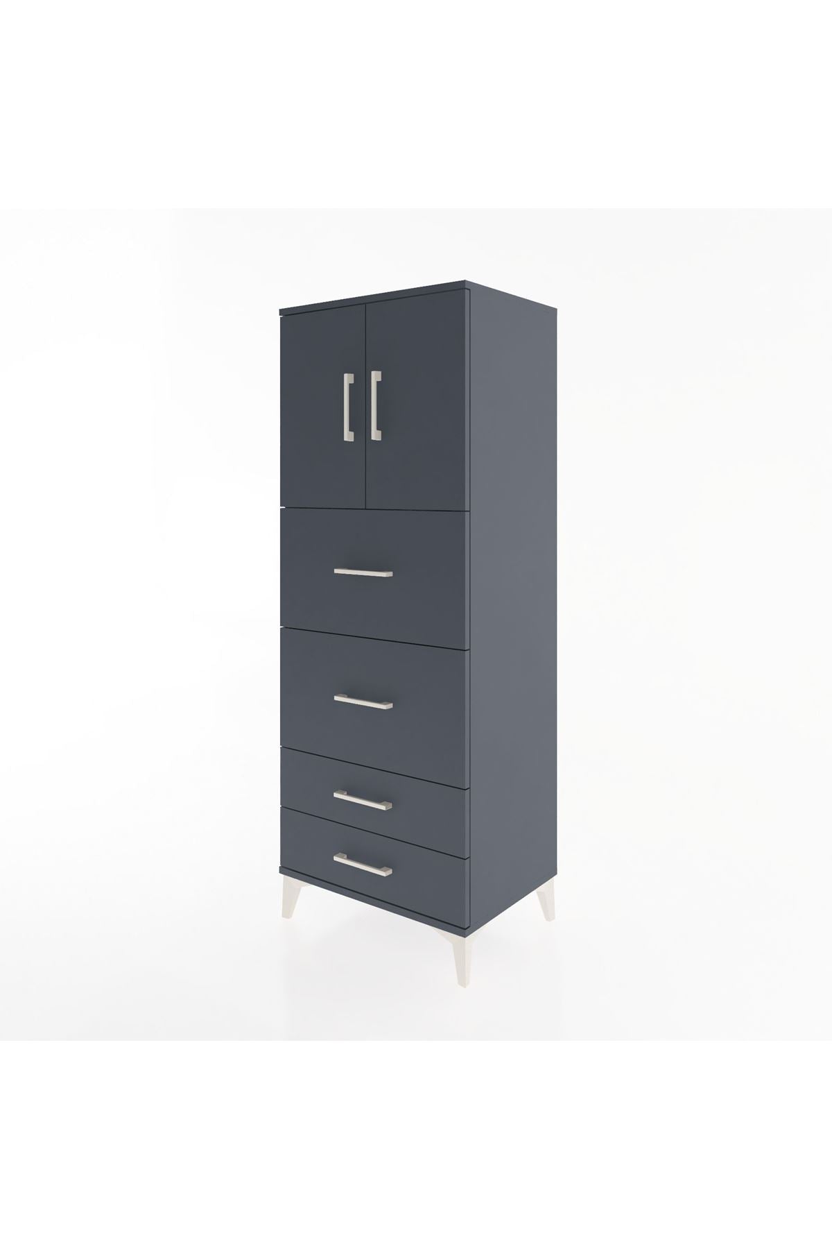 Hyperion Dolap 2 Raflı 4 Çekmeceli 2 Kapaklı 60x44x163 - S53M077V5B
