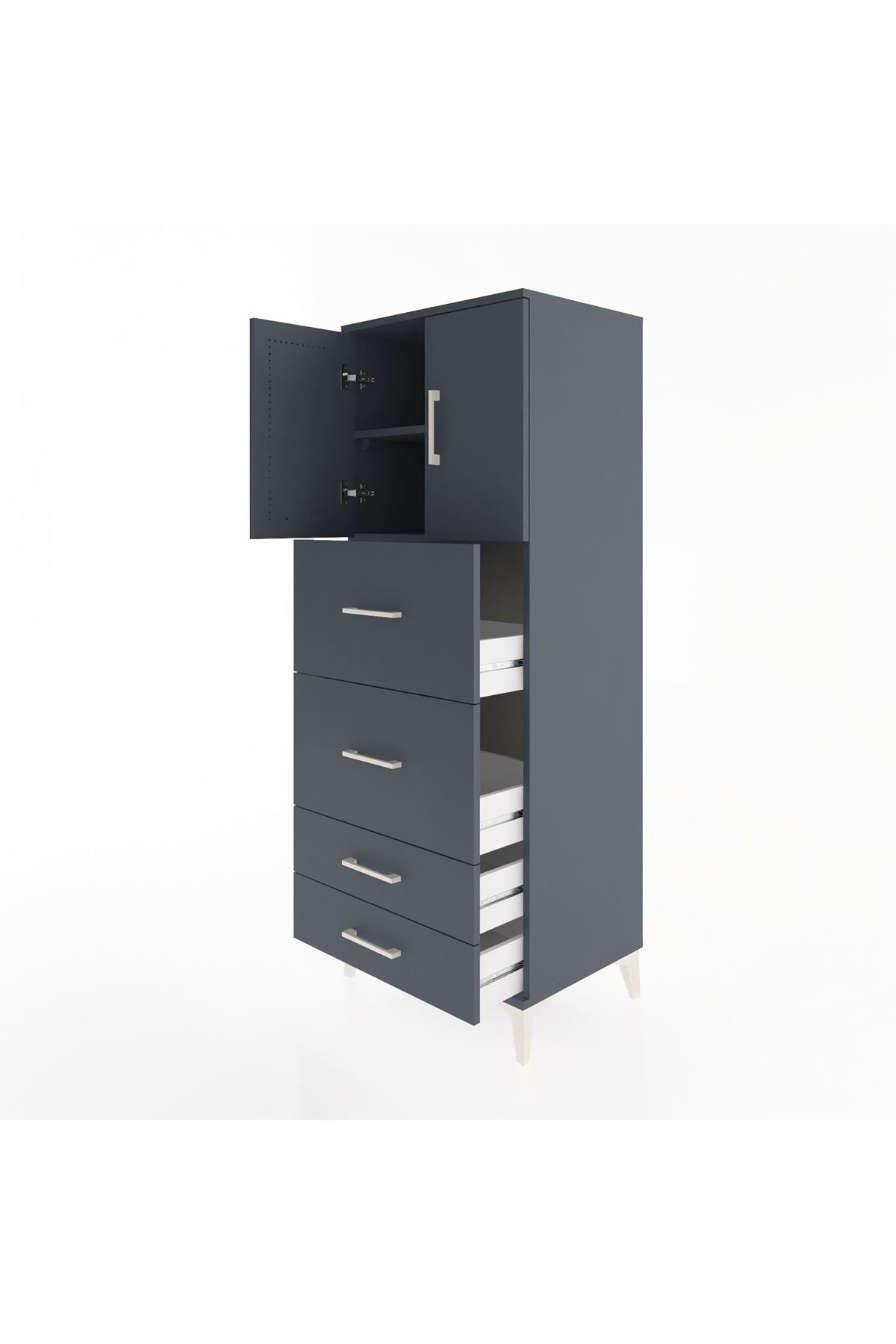 Hyperion Dolap 2 Raflı 4 Çekmeceli 2 Kapaklı 60x44x163 - S53M077V5B