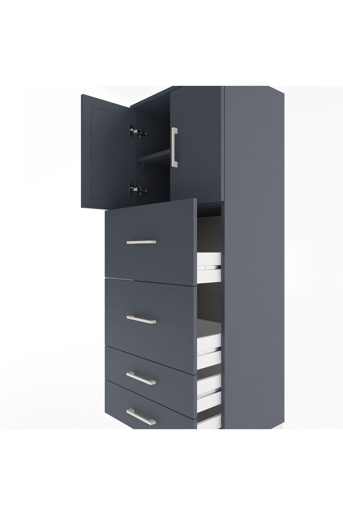 Hyperion Dolap 2 Raflı 4 Çekmeceli 2 Kapaklı 60x44x163 - S53M077V5B