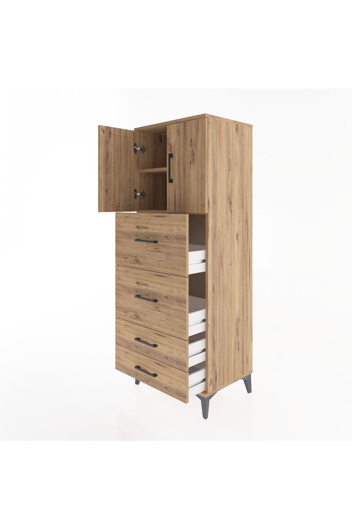 Hyperion Dolap 2 Raflı 4 Çekmeceli 2 Kapaklı 60x44x163 - S53M077V9B