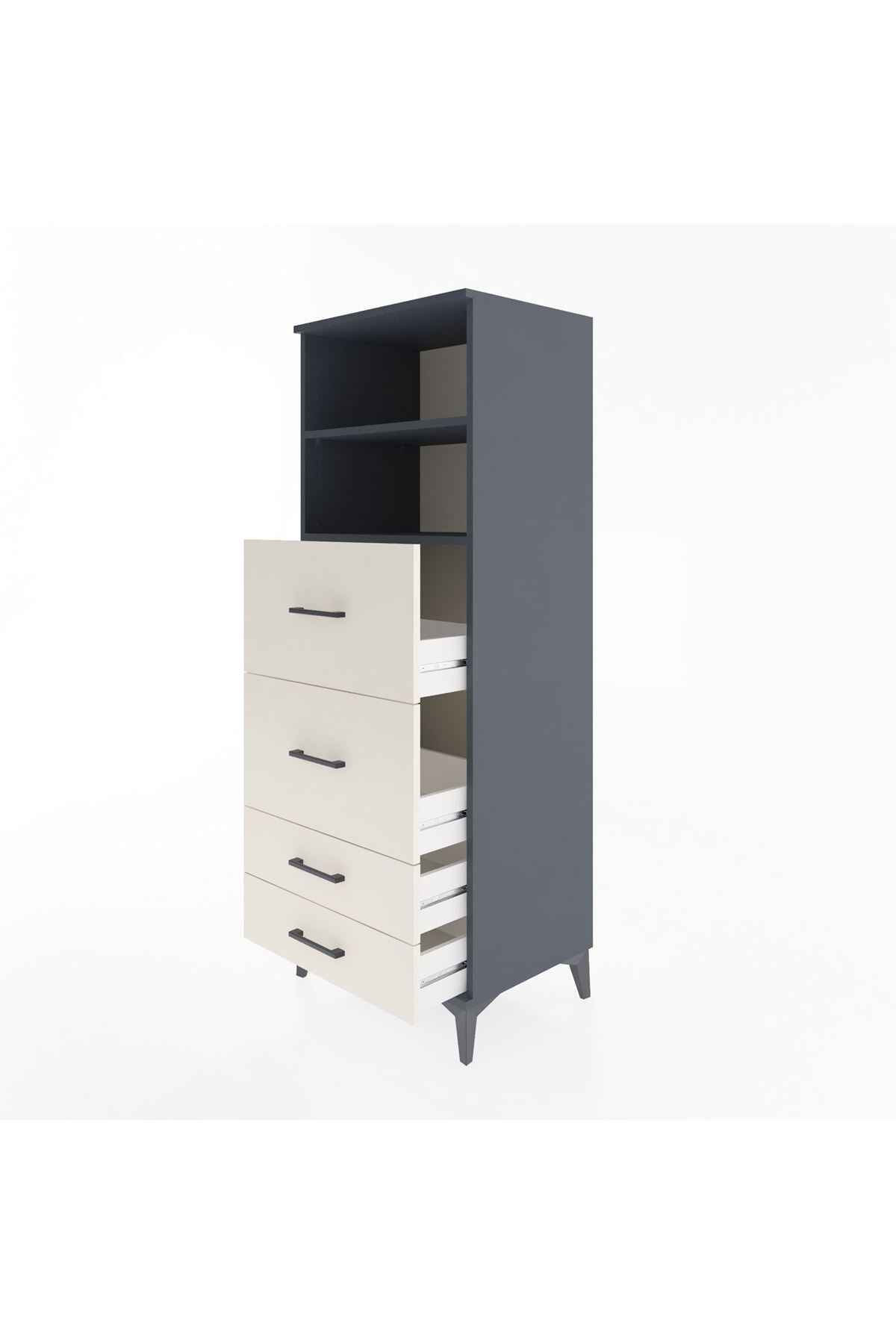Hyperion Dolap 2 Raflı 4 Çekmeceli 60x44x163 - S53M078V4B