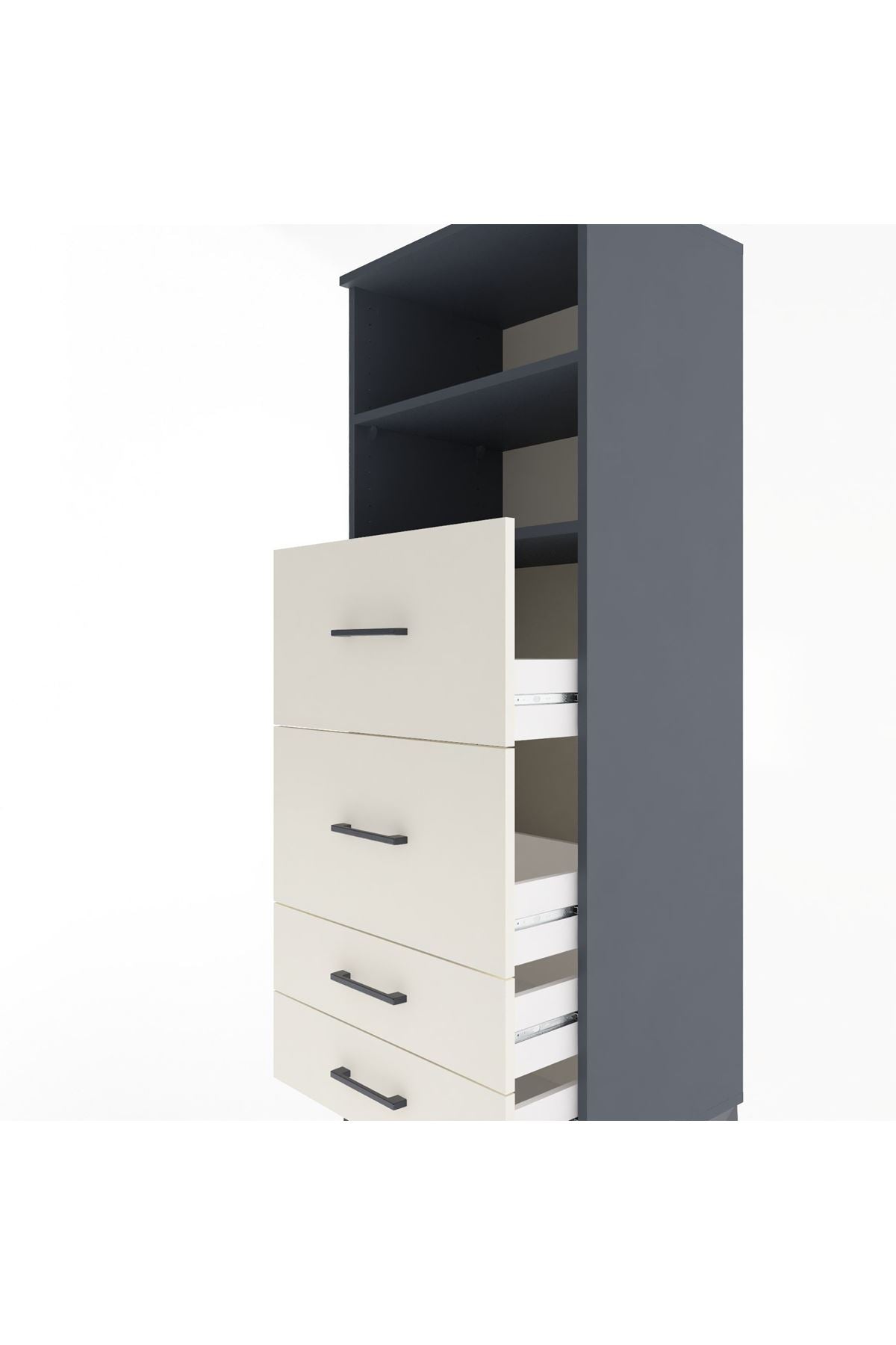 Hyperion Dolap 2 Raflı 4 Çekmeceli 60x44x163 - S53M078V4B