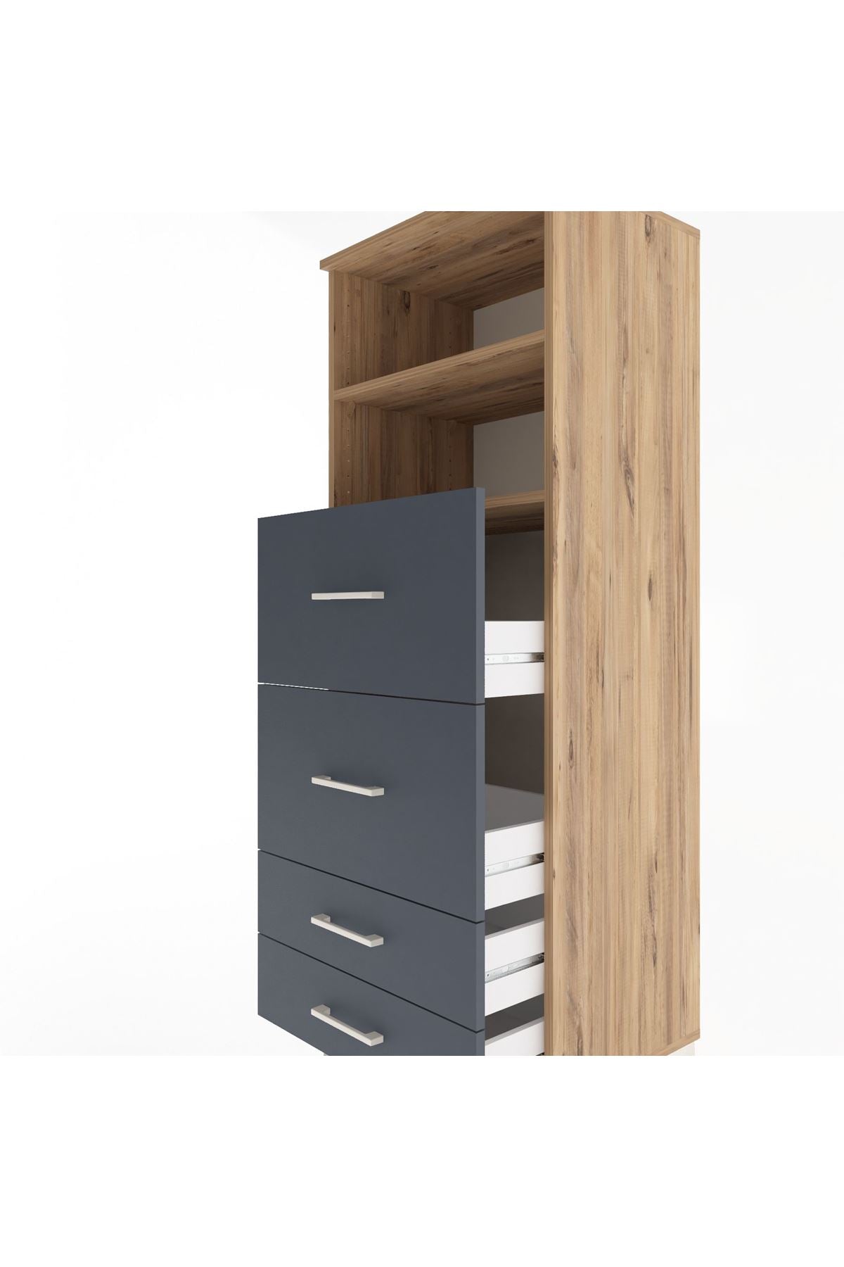 Hyperion Dolap 2 Raflı 4 Çekmeceli 60x44x163 - S53M078V8B