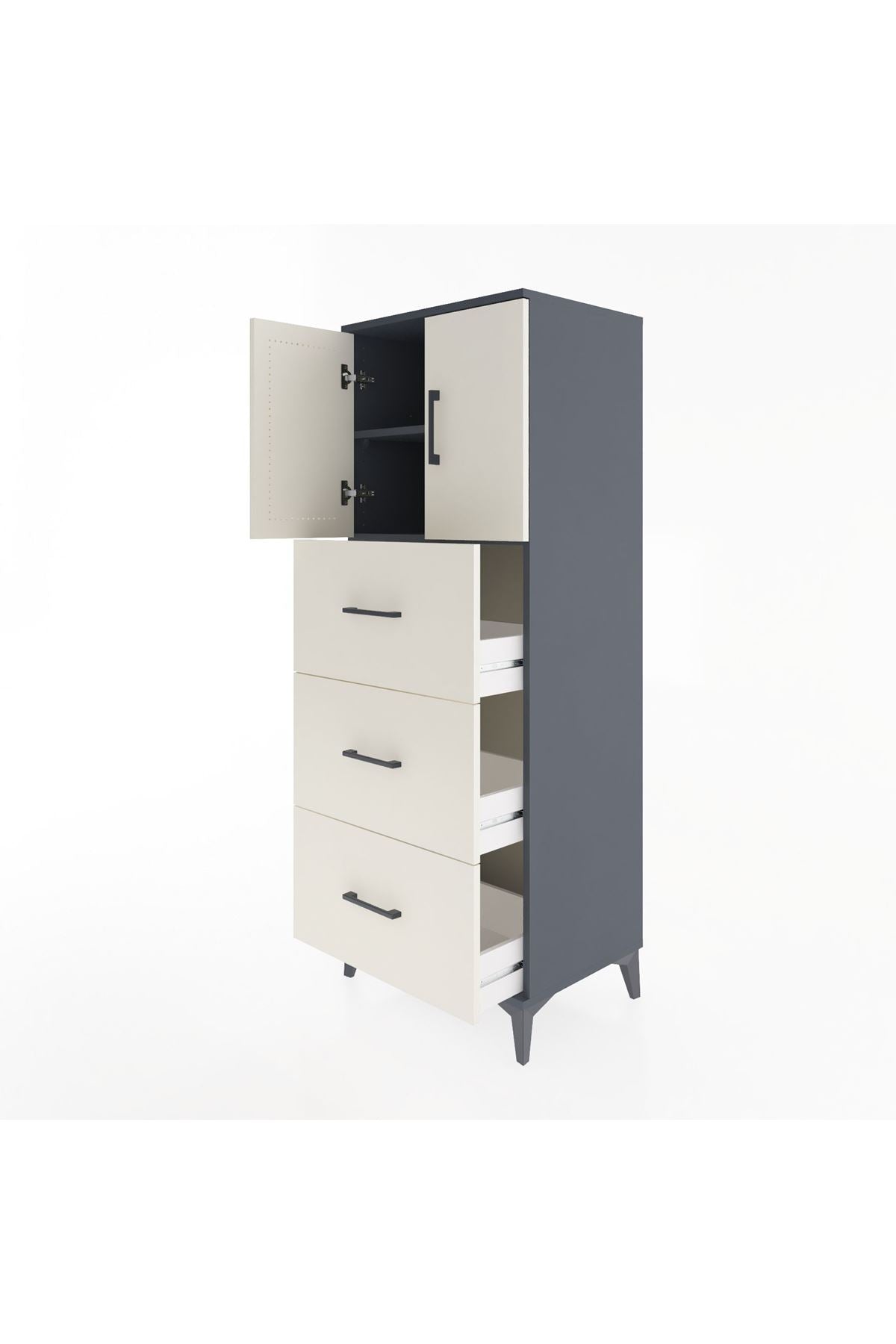 Hyperion Dolap 2 Raflı 3 Çekmeceli 2 Kapaklı 60x44x163 - S53M079V4B