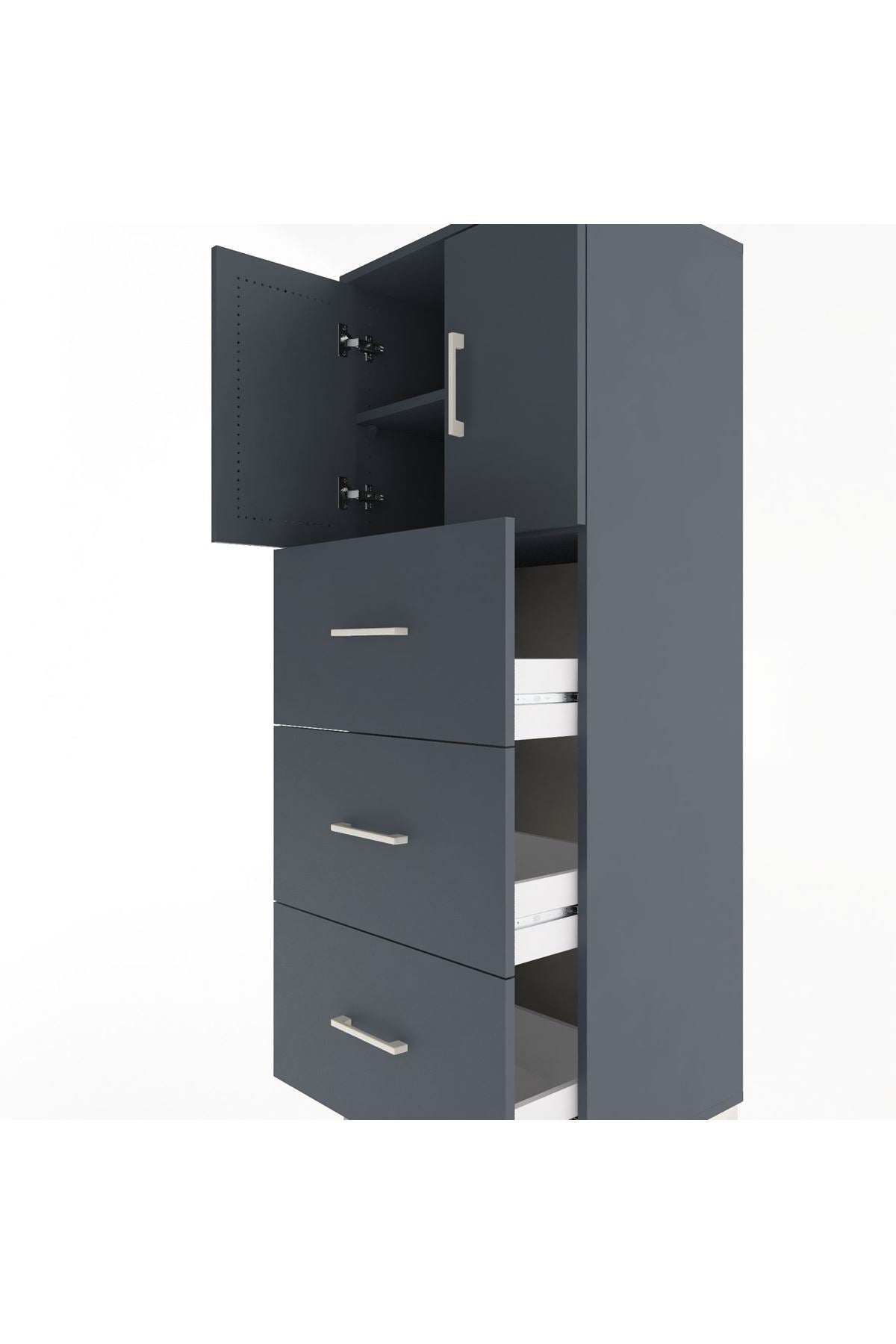 Hyperion Dolap 2 Raflı 3 Çekmeceli 2 Kapaklı 60x44x163 - S53M079V5B