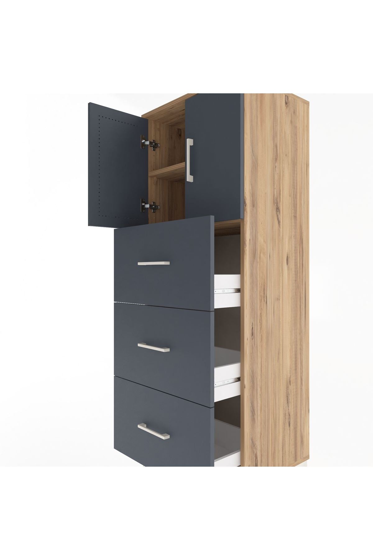 Hyperion Dolap 2 Raflı 3 Çekmeceli 2 Kapaklı 60x44x163 - S53M079V8B