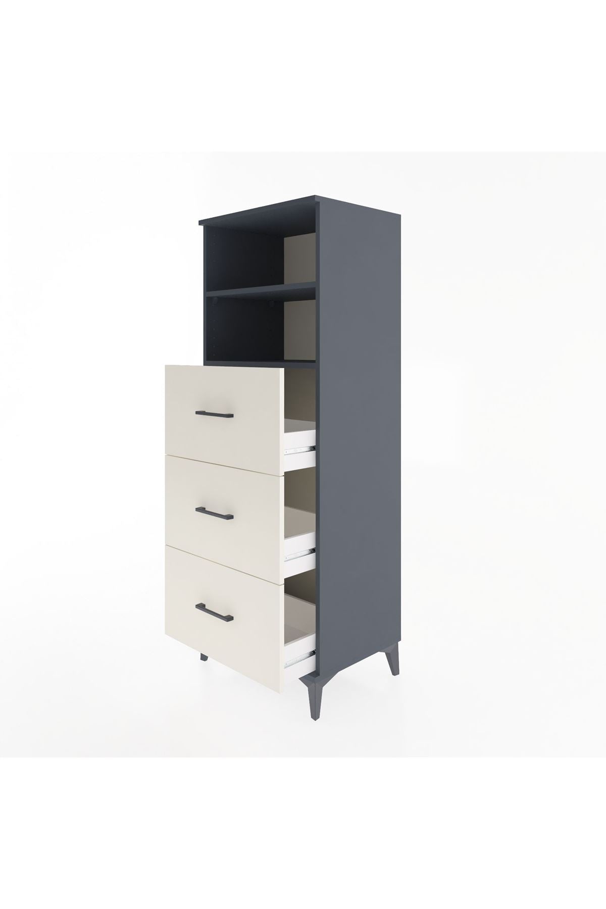 Hyperion Dolap 2 Raflı 3 Çekmeceli 60x44x163 - S53M080V4B