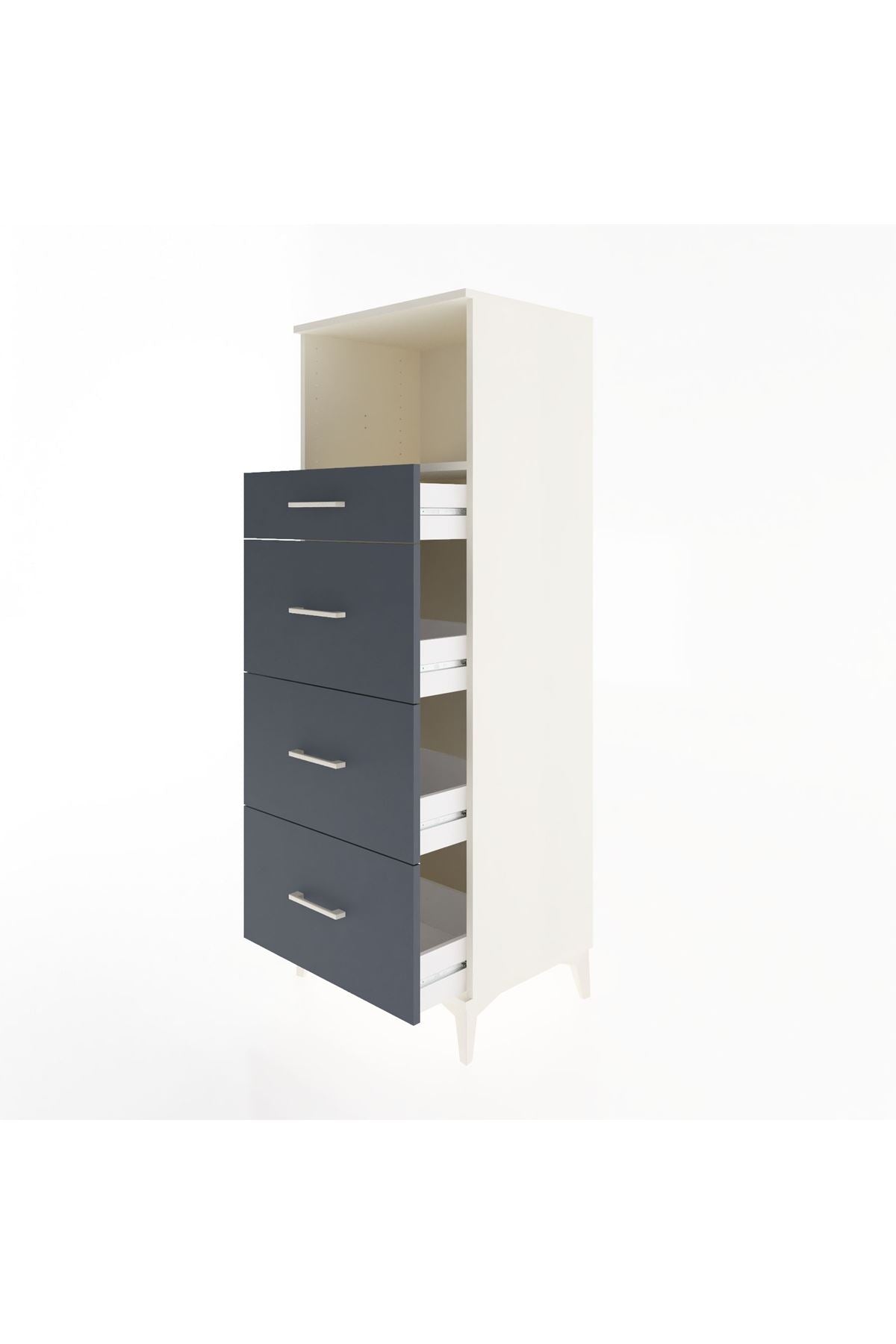 Hyperion Dolap Tek Raflı 4 Çekmeceli 60x44x163 - S53M081V2B