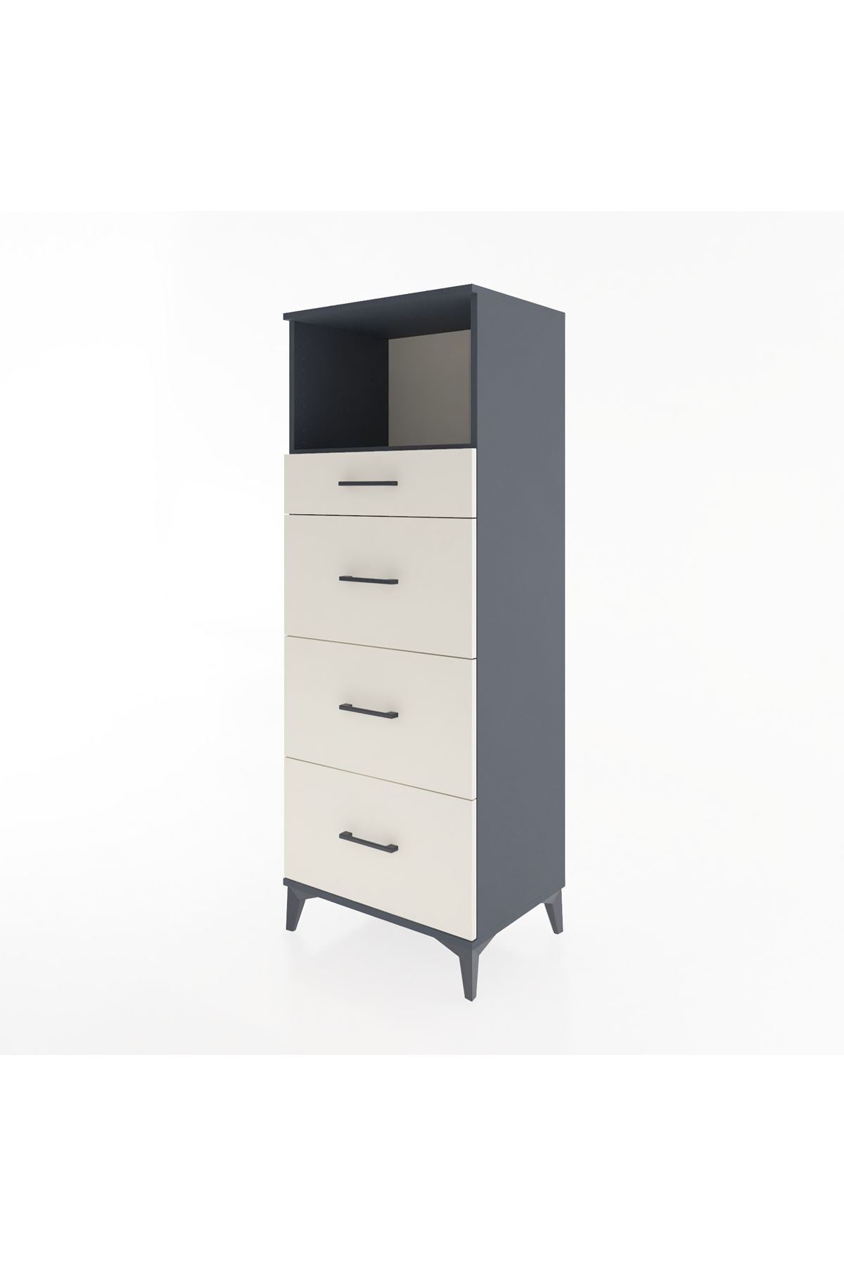 Hyperion Dolap Tek Raflı 4 Çekmeceli 60x44x163 - S53M081V4B