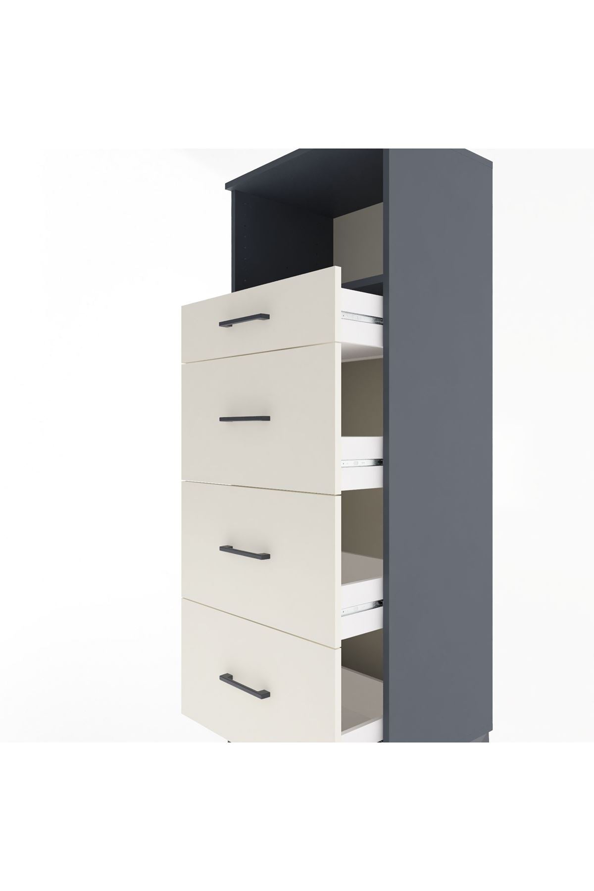Hyperion Dolap Tek Raflı 4 Çekmeceli 60x44x163 - S53M081V4B