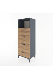 Hyperion Dolap Tek Raflı 4 Çekmeceli 60x44x163 - S53M081V6B