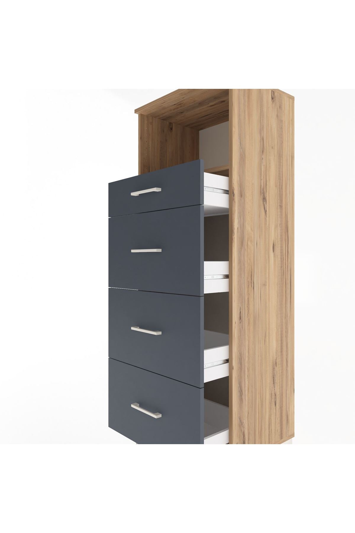 Hyperion Dolap Tek Raflı 4 Çekmeceli 60x44x163 - S53M081V8B