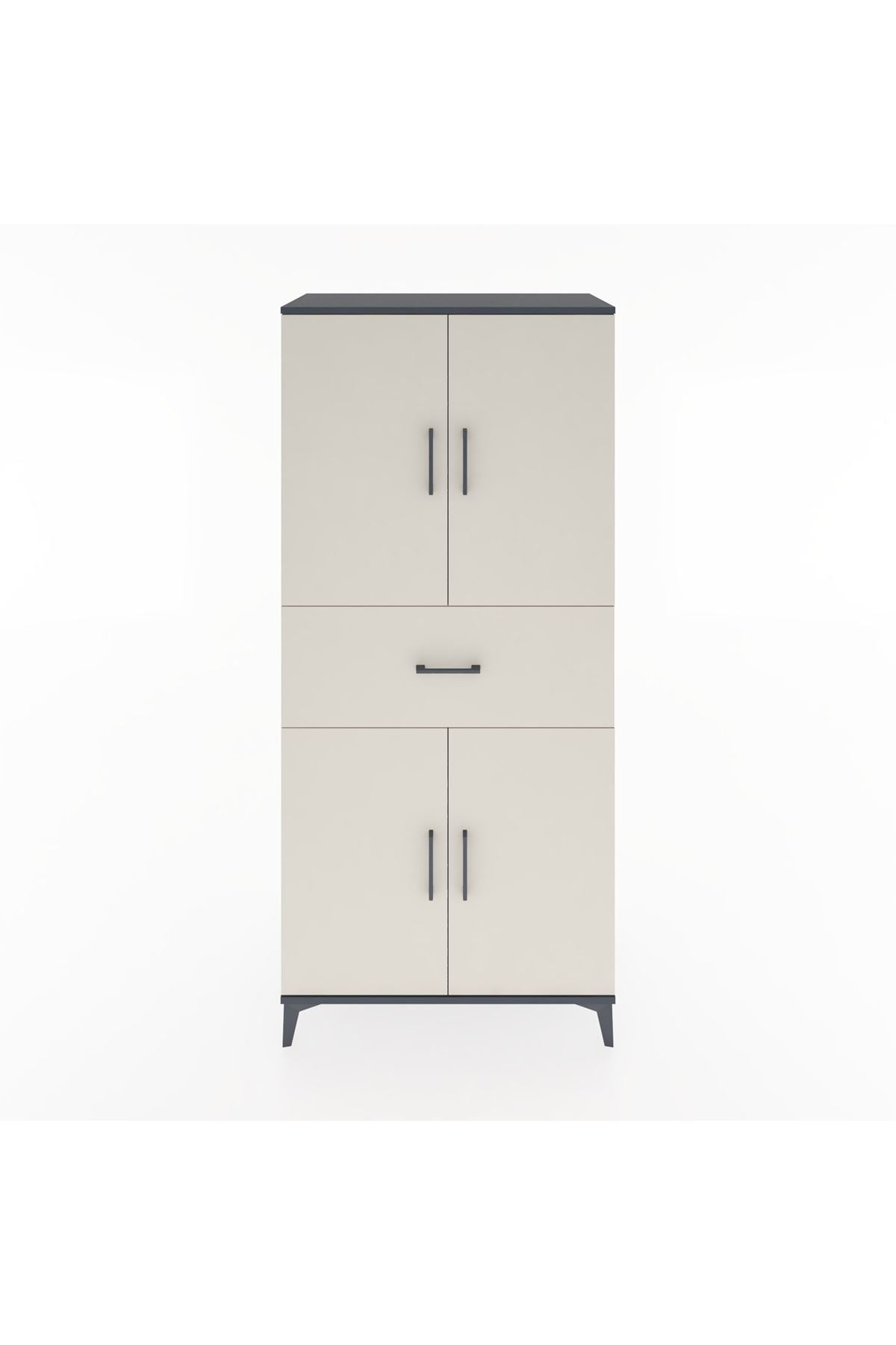 Hyperion Dolap 4 Raflı Tek Çekmeceli 4 Kapaklı 88x44x195 - S60M001V4B