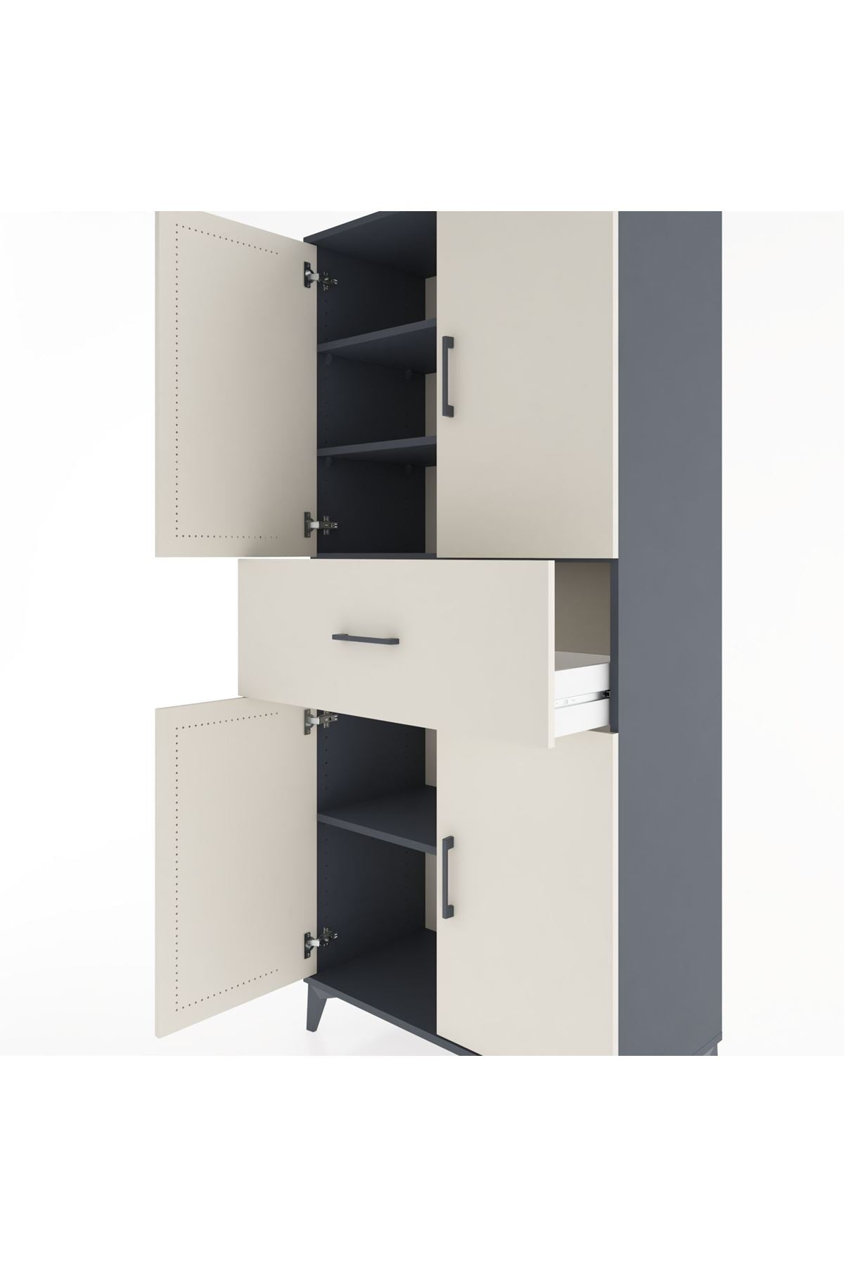 Hyperion Dolap 4 Raflı Tek Çekmeceli 4 Kapaklı 88x44x195 - S60M001V4B