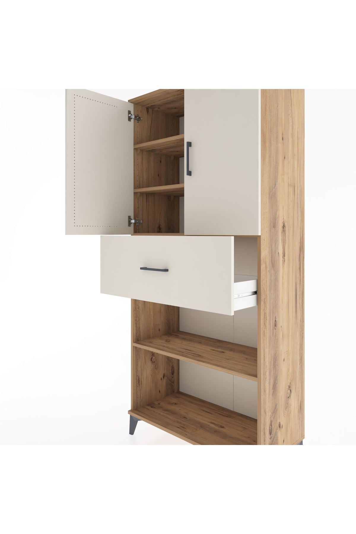 Hyperion Dolap 4 Raflı Tek Çekmeceli 2 Kapaklı 88x44x195 - S60M002V7B
