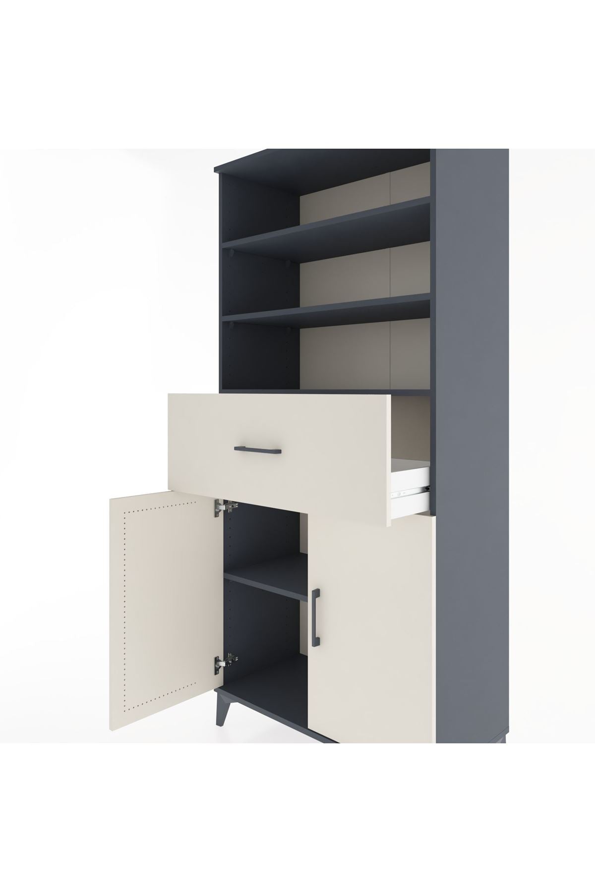 Hyperion Dolap 4 Raflı Tek Çekmeceli 2 Kapaklı 88x44x195 - S60M003V4B