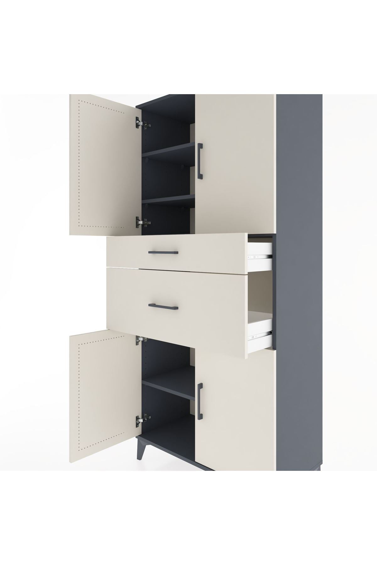 Hyperion Dolap 4 Raflı 2 Çekmeceli 4 Kapaklı 88x44x195 - S60M004V4B