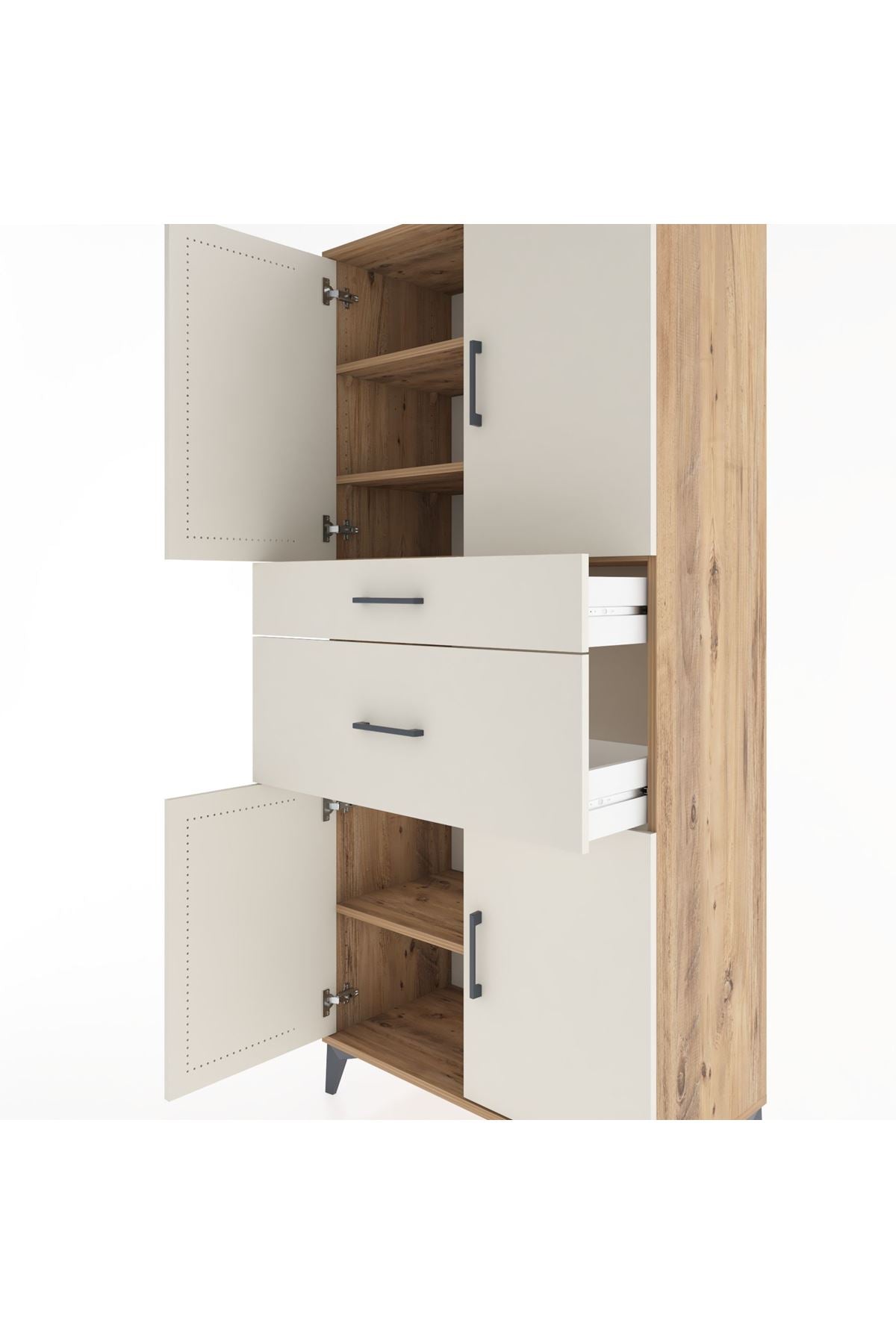 Hyperion Dolap 4 Raflı 2 Çekmeceli 4 Kapaklı 88x44x195 - S60M004V7B