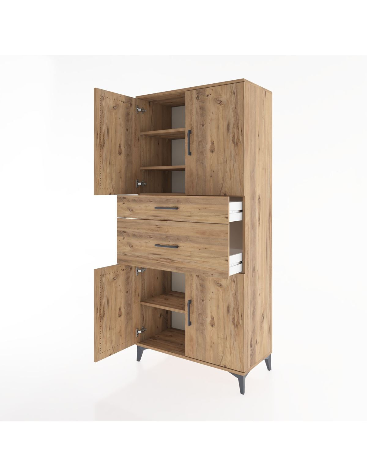 Hyperion Dolap 4 Raflı 2 Çekmeceli 4 Kapaklı 88x44x195 - S60M004V9B