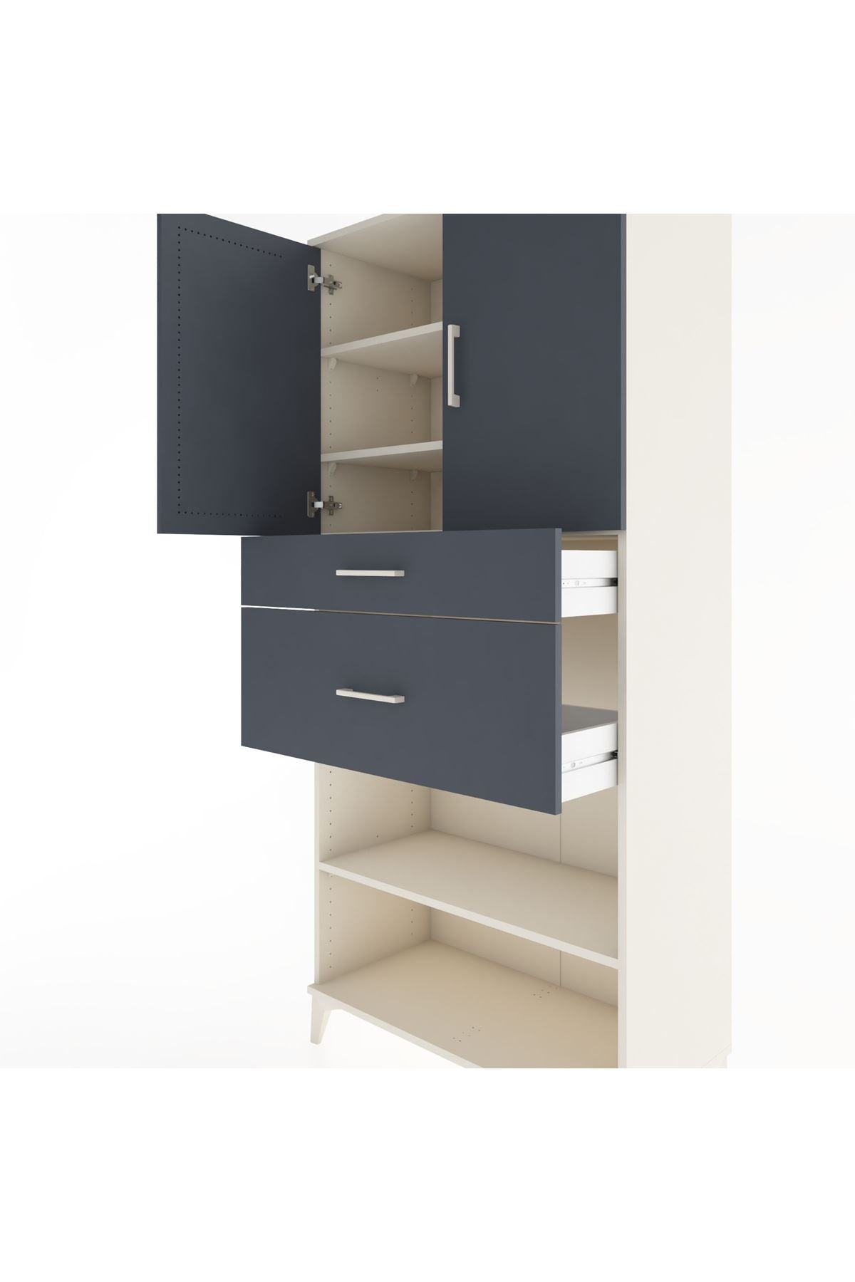 Hyperion Dolap 4 Raflı 2 Çekmeceli 2 Kapaklı 88x44x195 - S60M005V2B