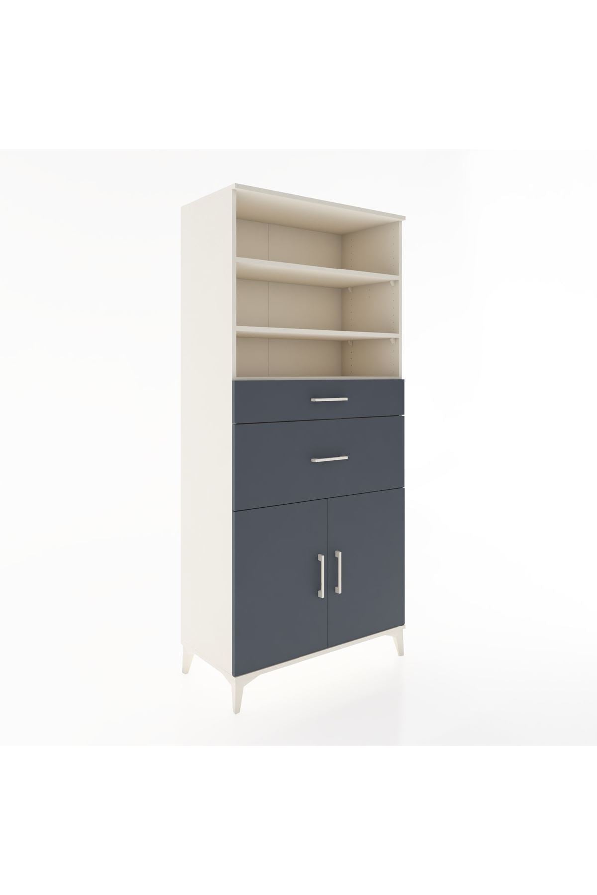 Hyperion Dolap 4 Raflı 2 Çekmeceli 2 Kapaklı 88x44x195 - S60M006V2B