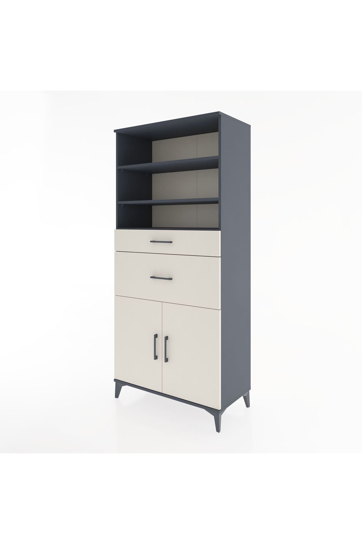 Hyperion Dolap 4 Raflı 2 Çekmeceli 2 Kapaklı 88x44x195 - S60M006V4B