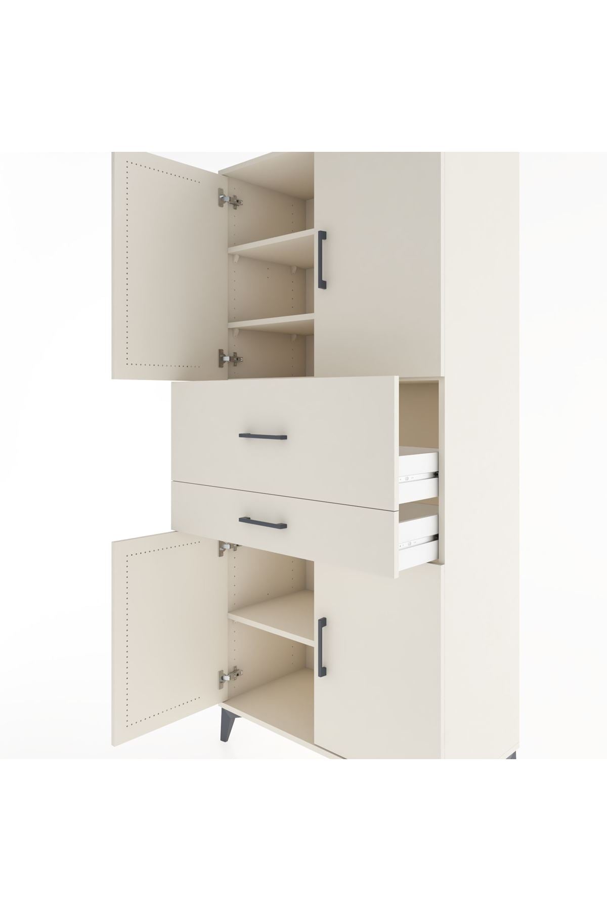 Hyperion Dolap 4 Raflı 2 Çekmeceli 4 Kapaklı 88x44x195 - S60M007V1B