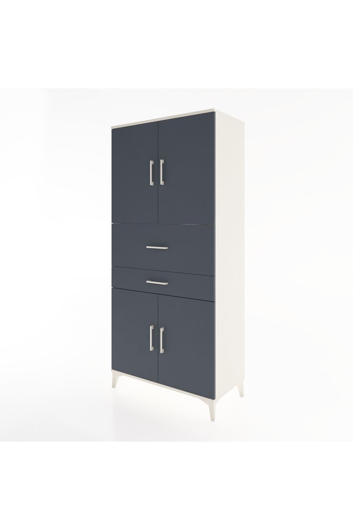 Hyperion Dolap 4 Raflı 2 Çekmeceli 4 Kapaklı 88x44x195 - S60M007V2B