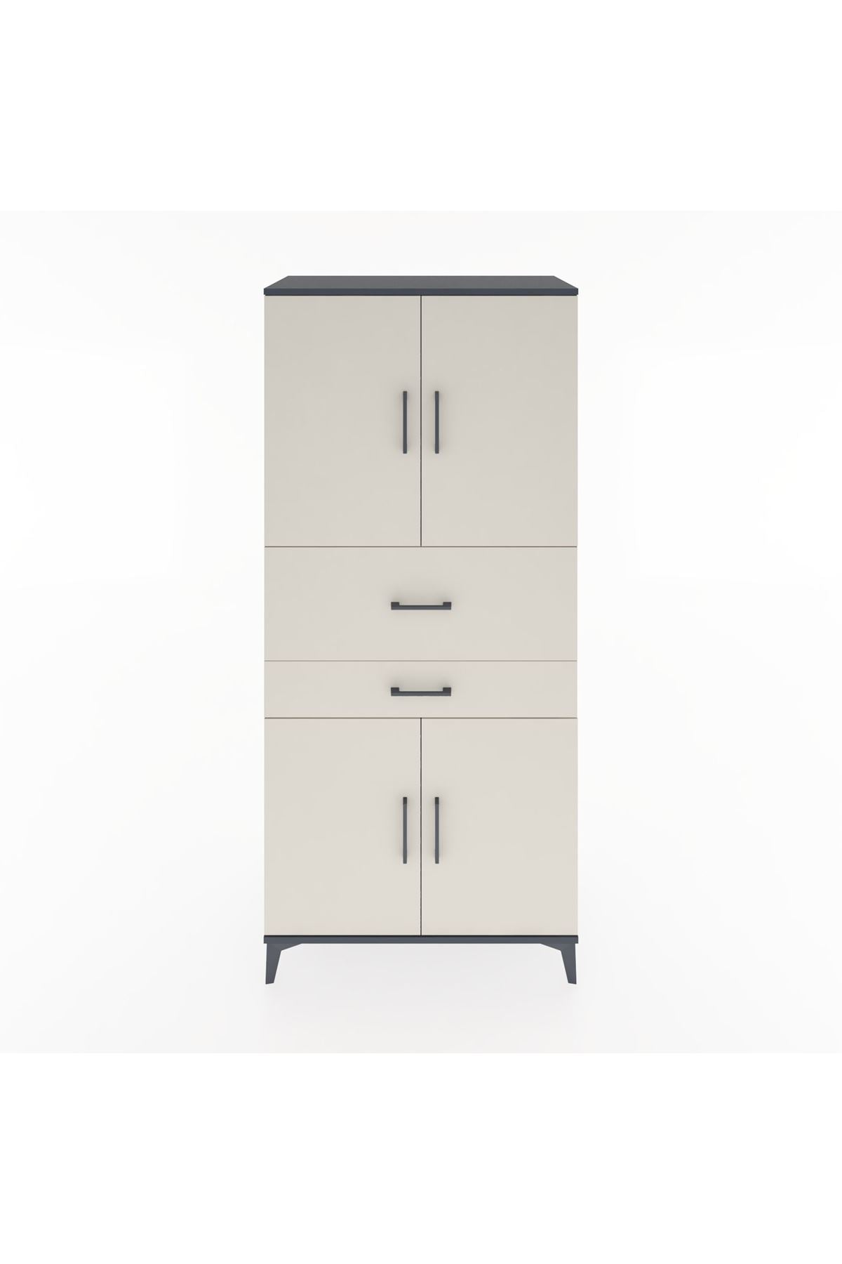 Hyperion Dolap 4 Raflı 2 Çekmeceli 4 Kapaklı 88x44x195 - S60M007V4B
