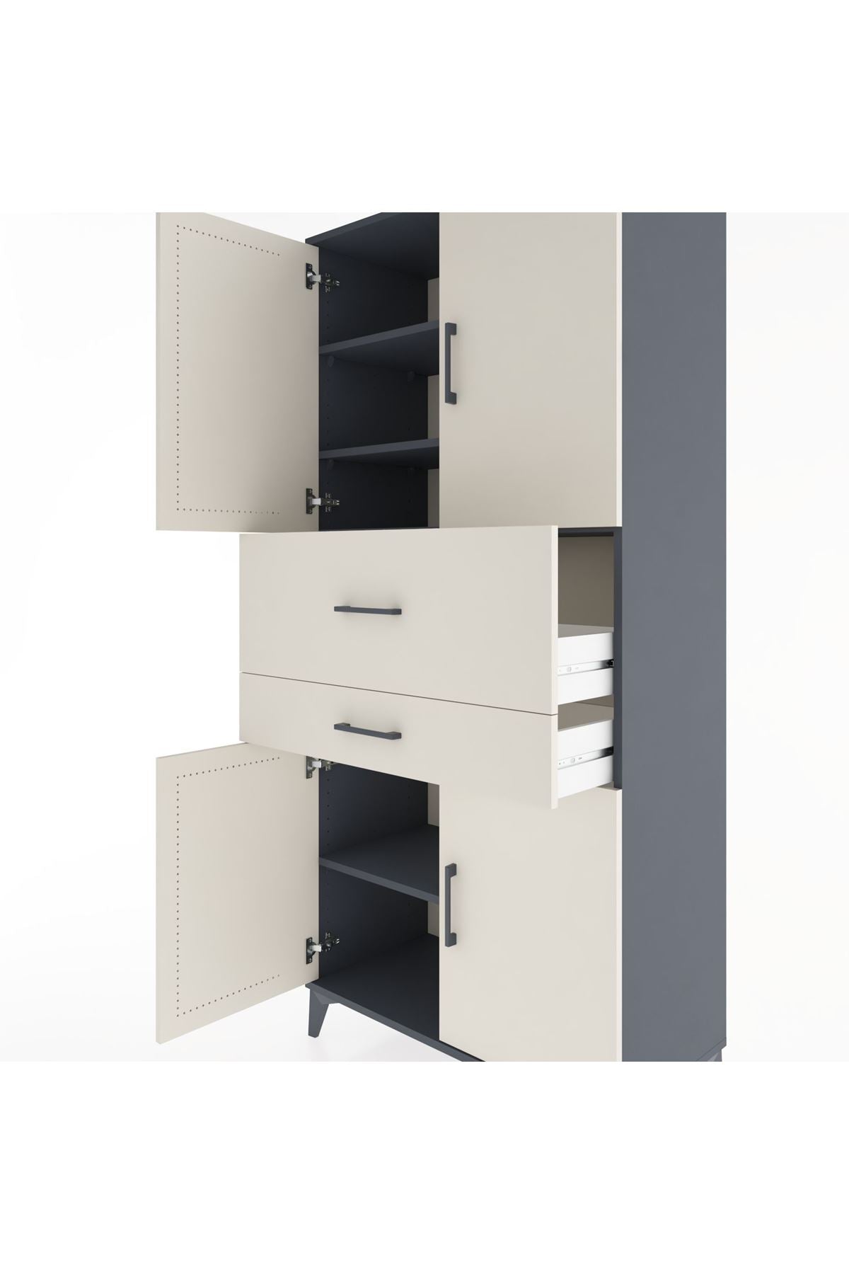 Hyperion Dolap 4 Raflı 2 Çekmeceli 4 Kapaklı 88x44x195 - S60M007V4B