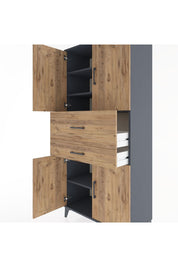 Hyperion Dolap 4 Raflı 2 Çekmeceli 4 Kapaklı 88x44x195 - S60M007V6B