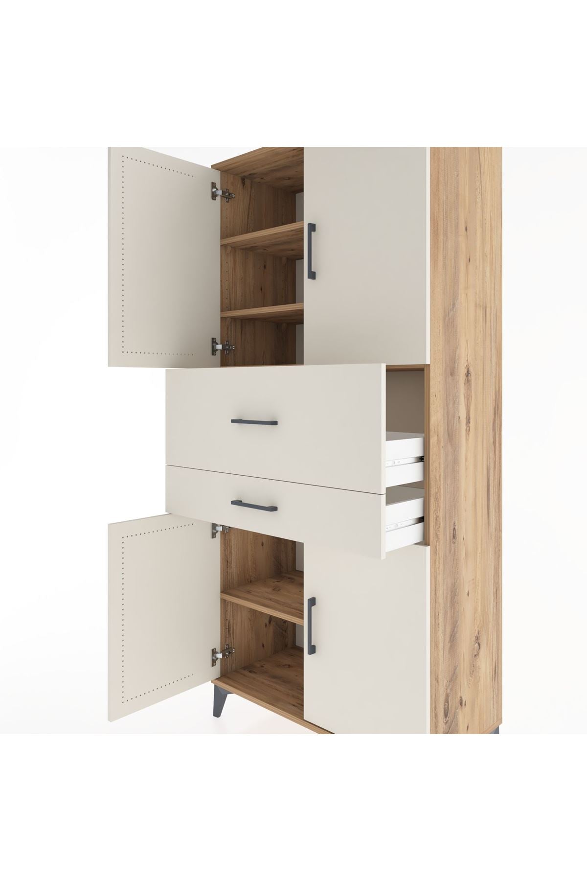 Hyperion Dolap 4 Raflı 2 Çekmeceli 4 Kapaklı 88x44x195 - S60M007V7B