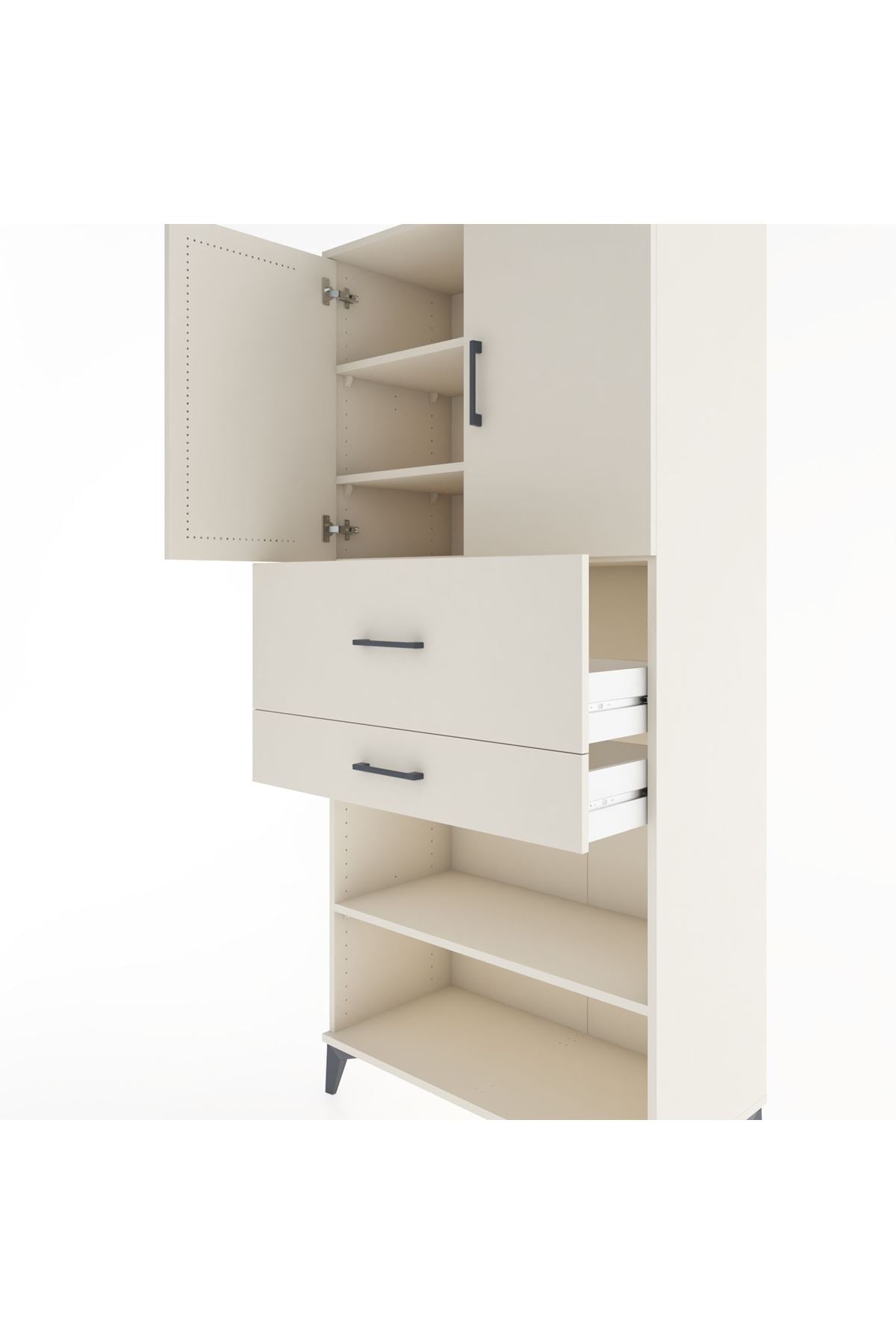 Hyperion Dolap 4 Raflı 2 Çekmeceli 2 Kapaklı 88x44x195 - S60M008V1B