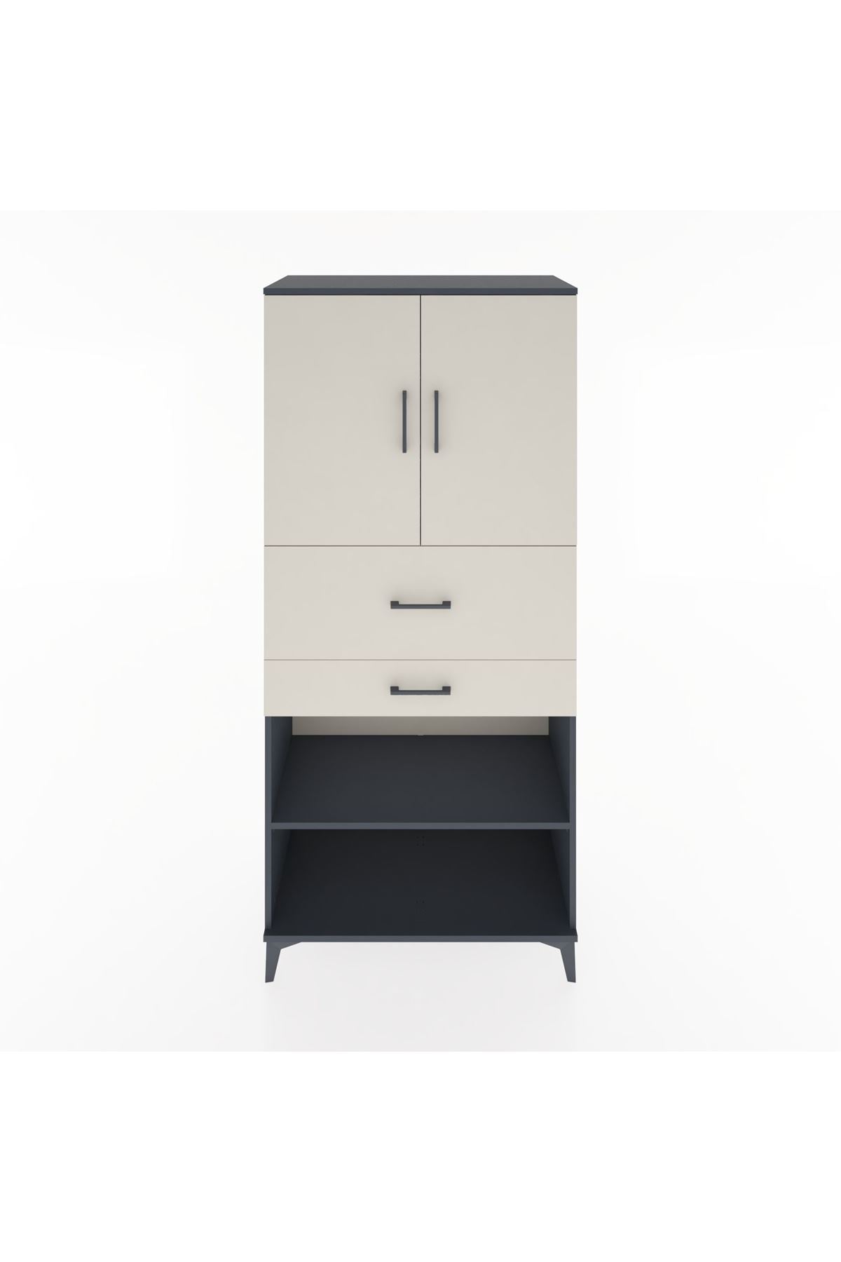 Hyperion Dolap 4 Raflı 2 Çekmeceli 2 Kapaklı 88x44x195 - S60M008V4B