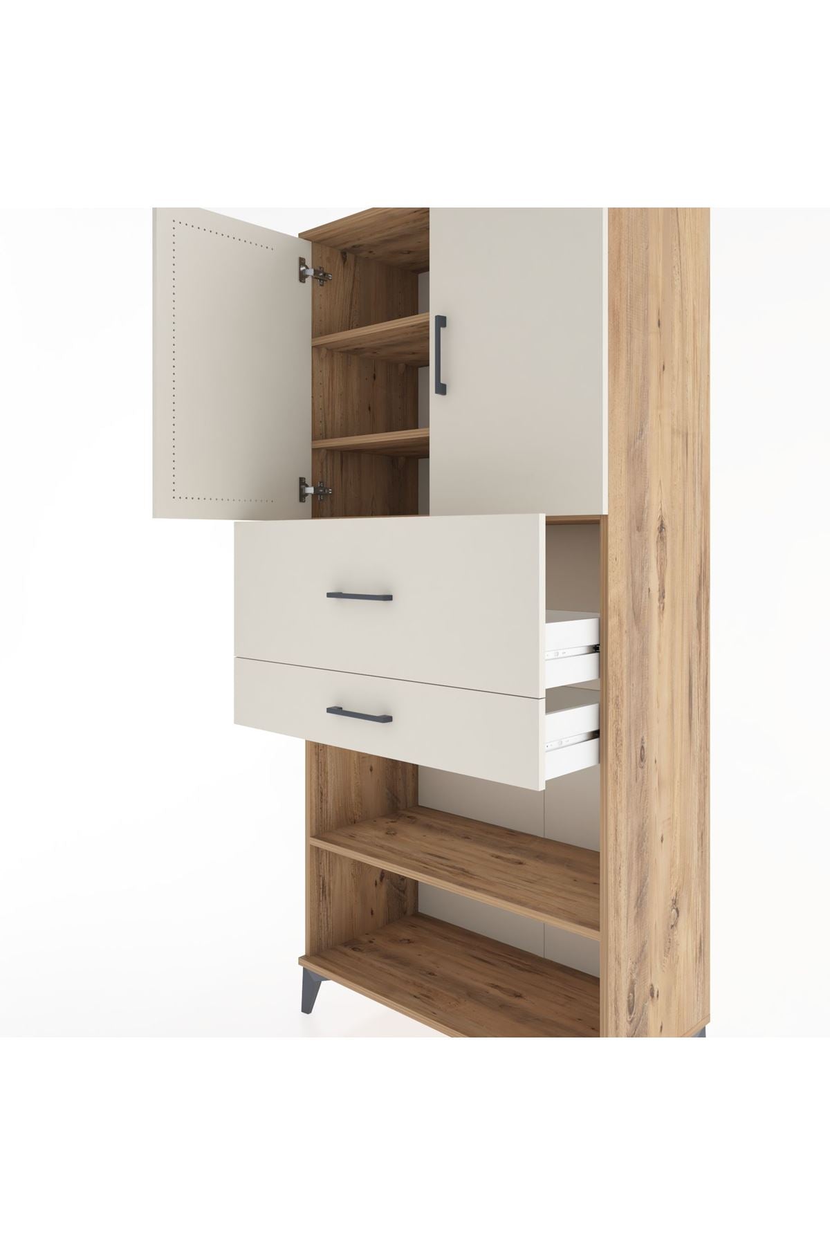 Hyperion Dolap 4 Raflı 2 Çekmeceli 2 Kapaklı 88x44x195 - S60M008V7B