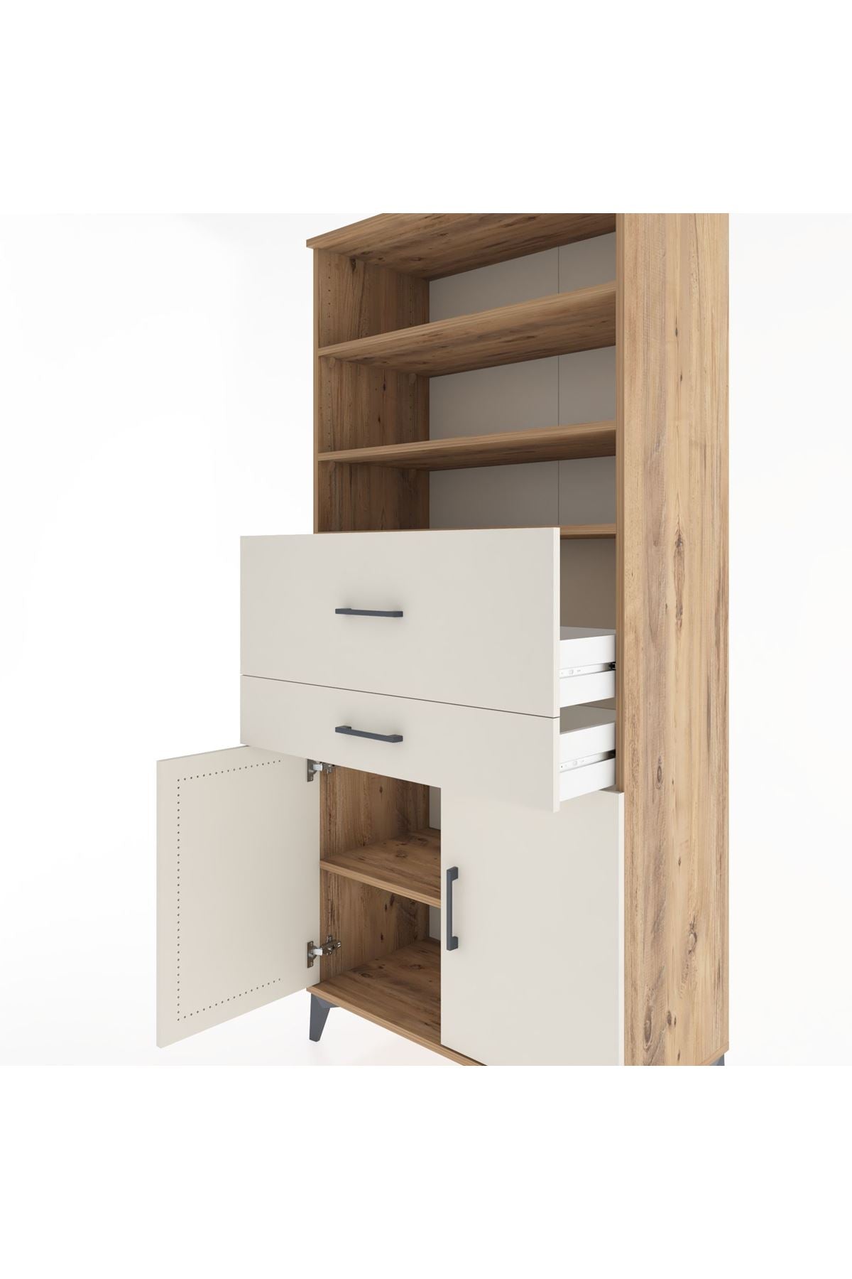 Hyperion Dolap 4 Raflı 2 Çekmeceli 2 Kapaklı 88x44x195 - S60M009V7B