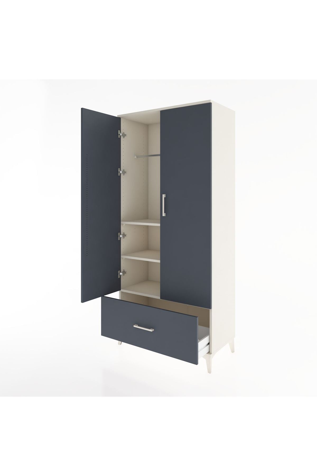 Hyperion Dolap 3 Raflı Tek Çekmeceli Tek Askılı 88x44x195 - S60M010V2B