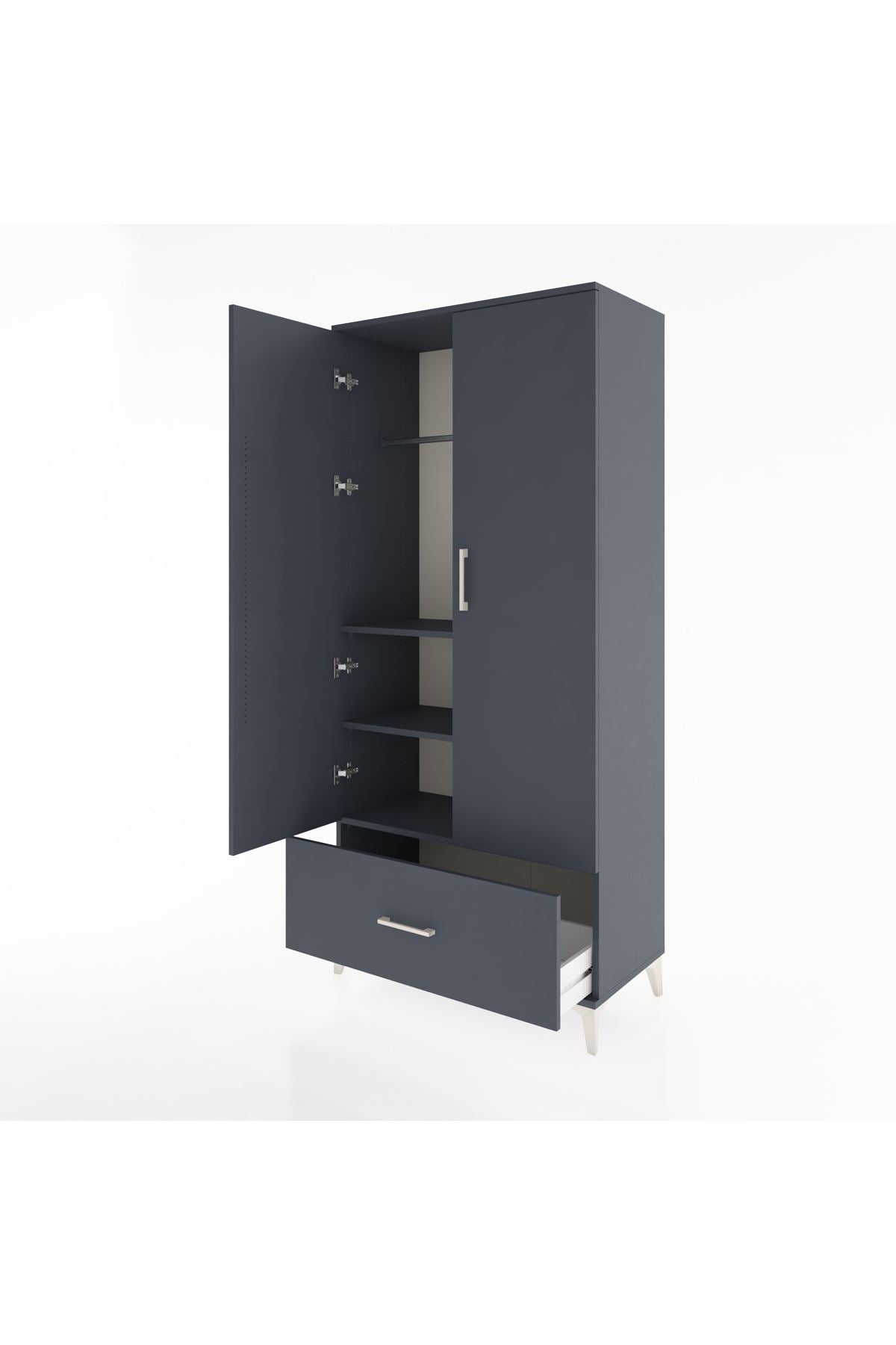 Hyperion Dolap 3 Raflı Tek Çekmeceli Tek Askılı 88x44x195 - S60M010V5B