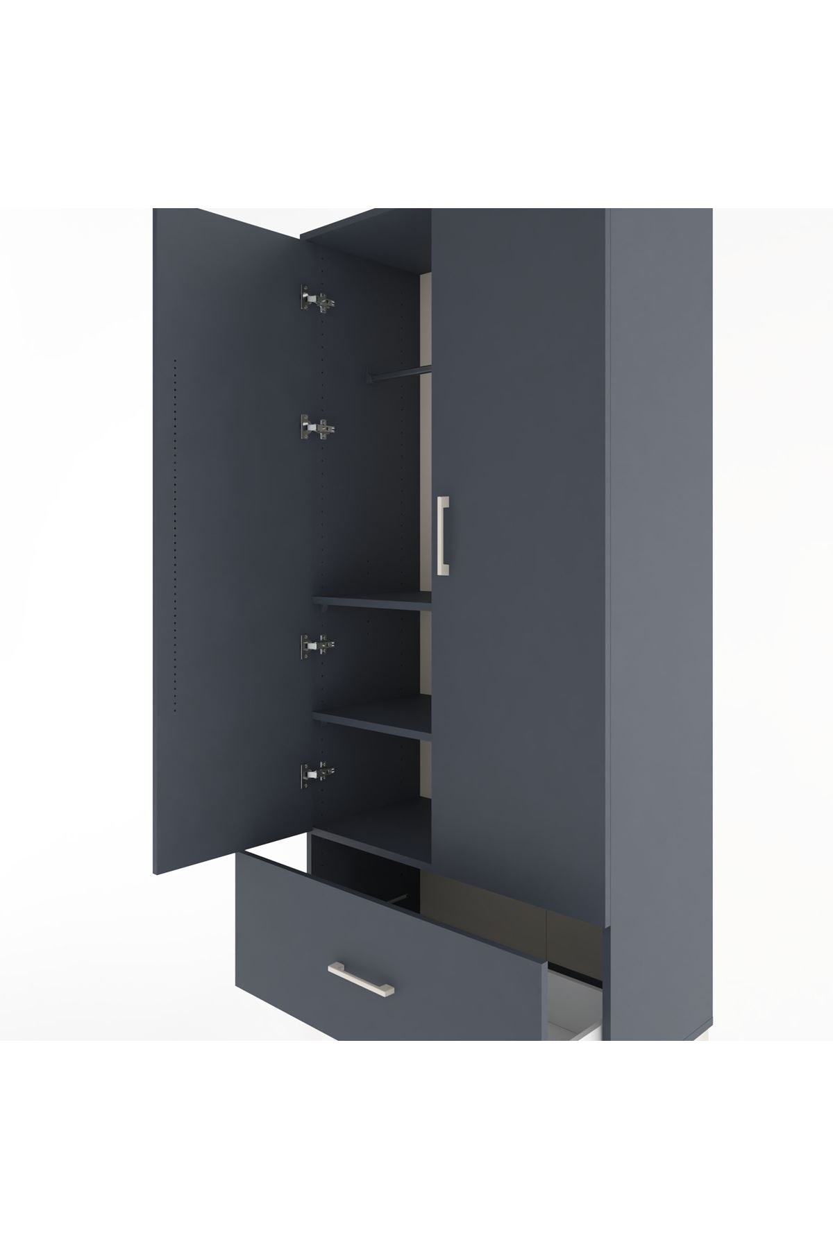 Hyperion Dolap 3 Raflı Tek Çekmeceli Tek Askılı 88x44x195 - S60M010V5B