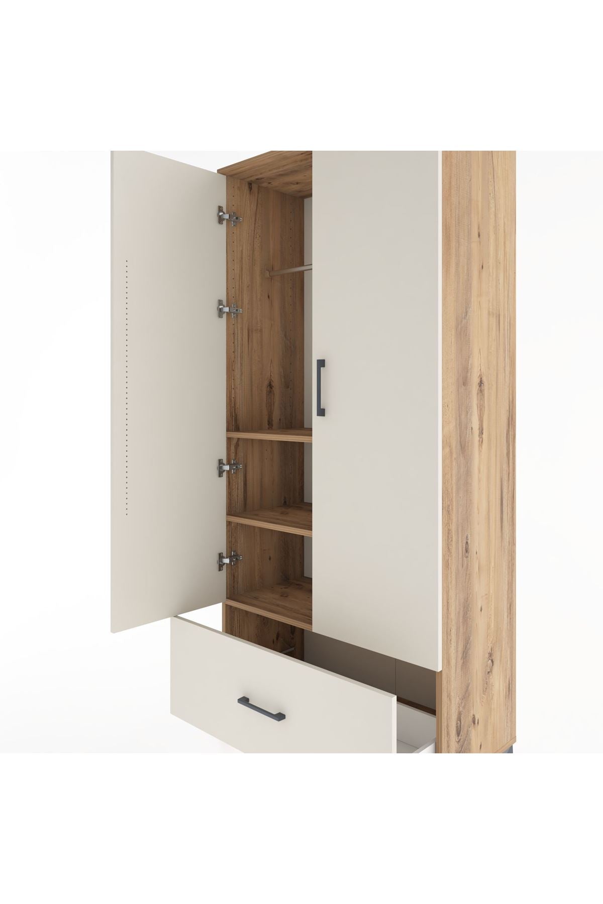 Hyperion Dolap 3 Raflı Tek Çekmeceli Tek Askılı 88x44x195 - S60M010V7B
