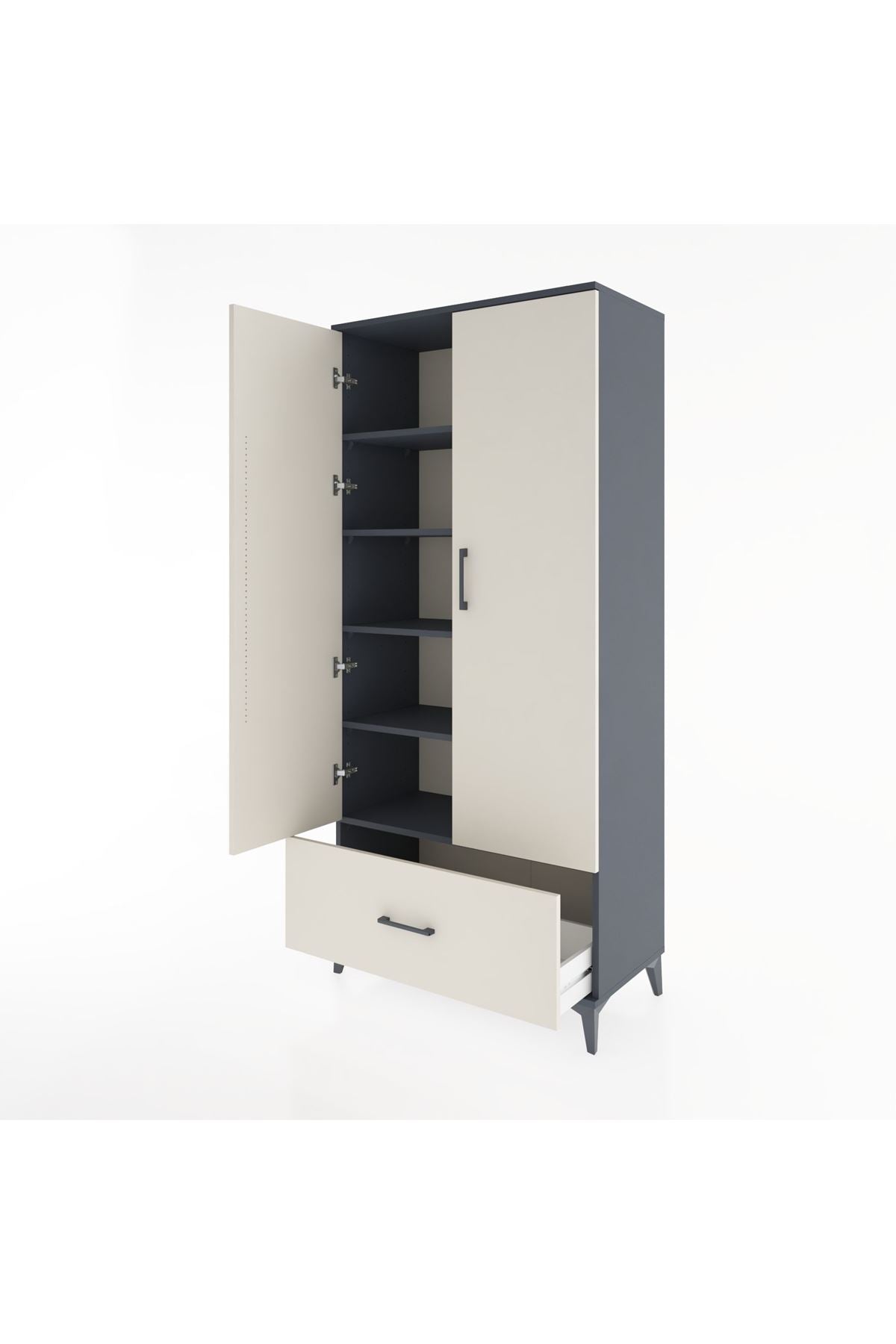 Hyperion Dolap 5 Raflı Tek Çekmeceli 2 Kapaklı 88x44x195 - S60M011V4B
