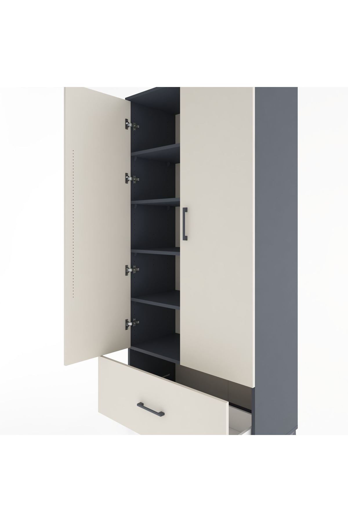 Hyperion Dolap 5 Raflı Tek Çekmeceli 2 Kapaklı 88x44x195 - S60M011V4B