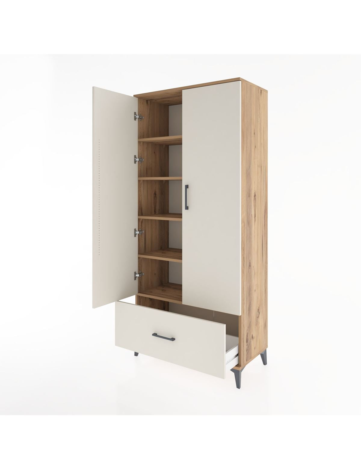 Hyperion Dolap 5 Raflı Tek Çekmeceli 2 Kapaklı 88x44x195 - S60M011V7B