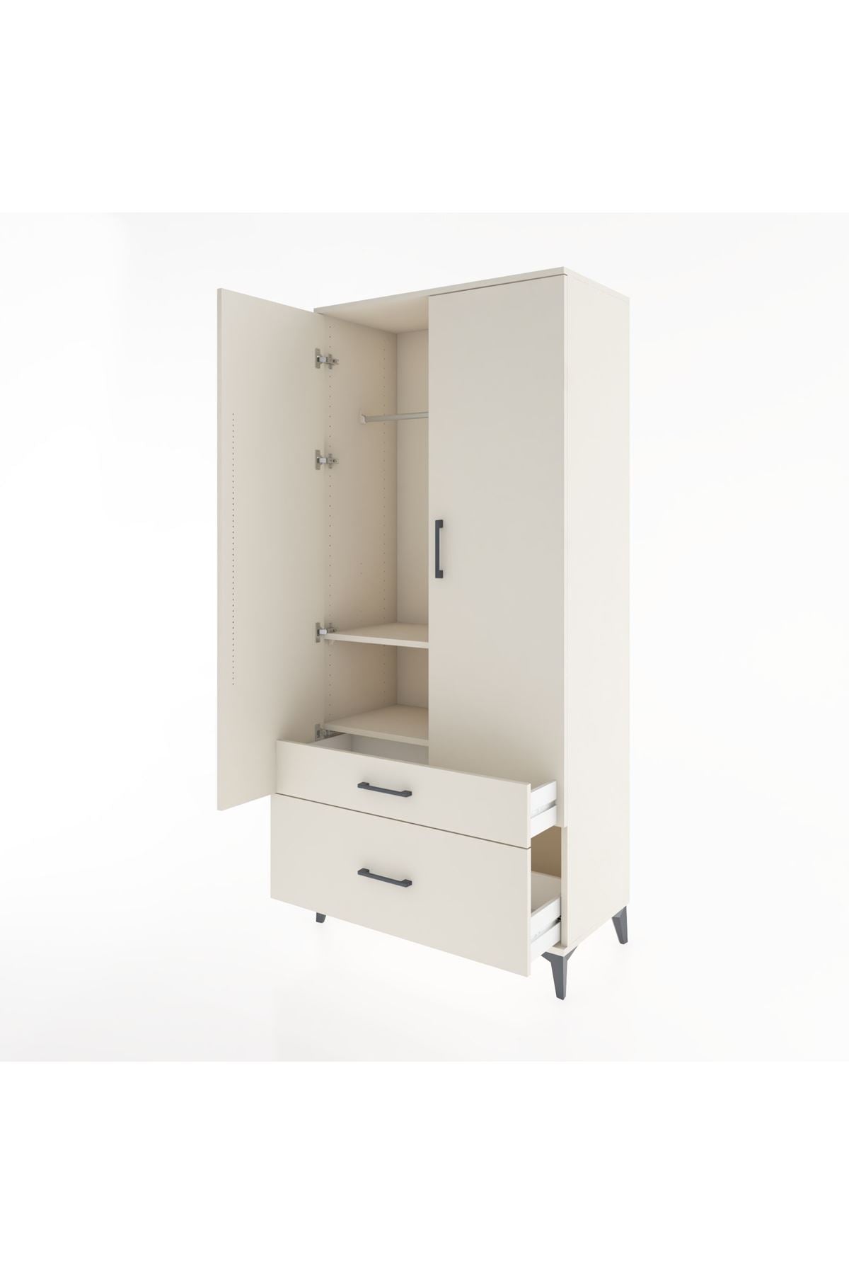 Hyperion Dolap 2 Raflı 2 Çekmeceli Tek Askılı 88x44x195 - S60M013V1B