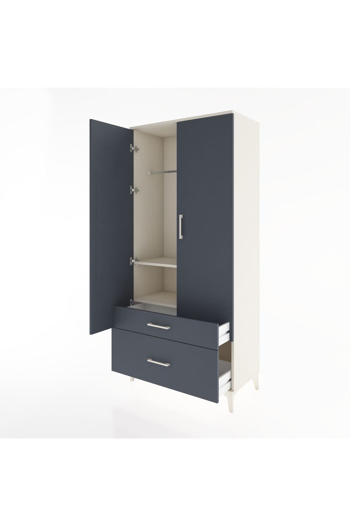 Hyperion Dolap 2 Raflı 2 Çekmeceli Tek Askılı 88x44x195 - S60M013V2B