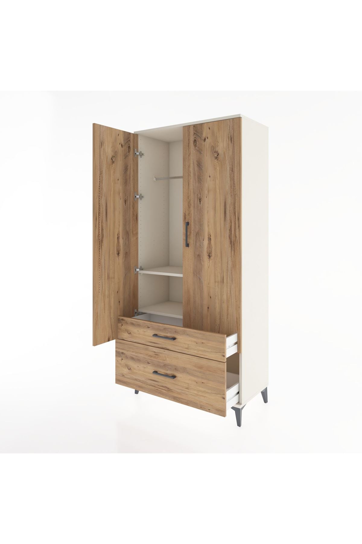 Hyperion Dolap 2 Raflı 2 Çekmeceli Tek Askılı 88x44x195 - S60M013V3B