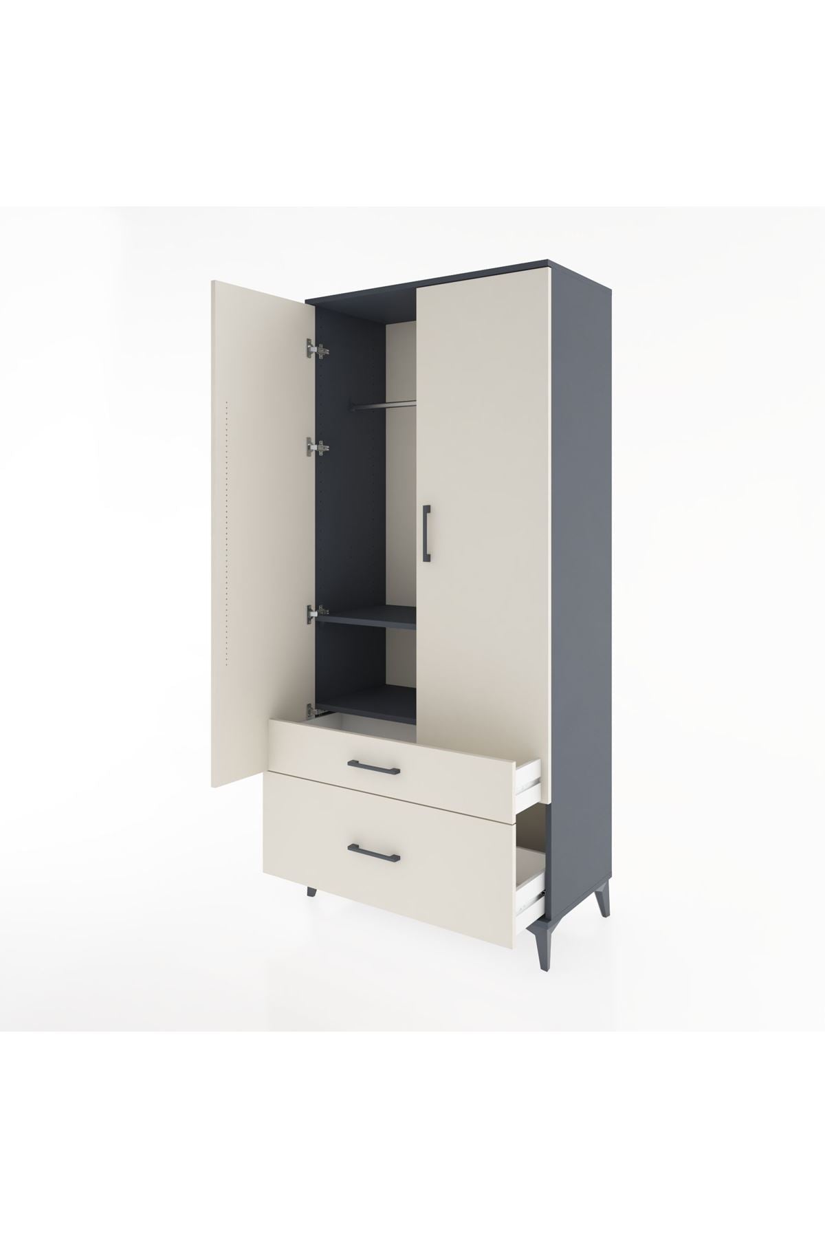 Hyperion Dolap 2 Raflı 2 Çekmeceli Tek Askılı 88x44x195 - S60M013V4B