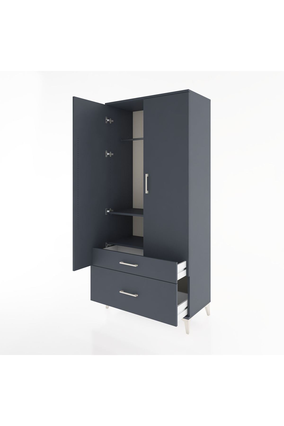 Hyperion Dolap 2 Raflı 2 Çekmeceli Tek Askılı 88x44x195 - S60M013V5B