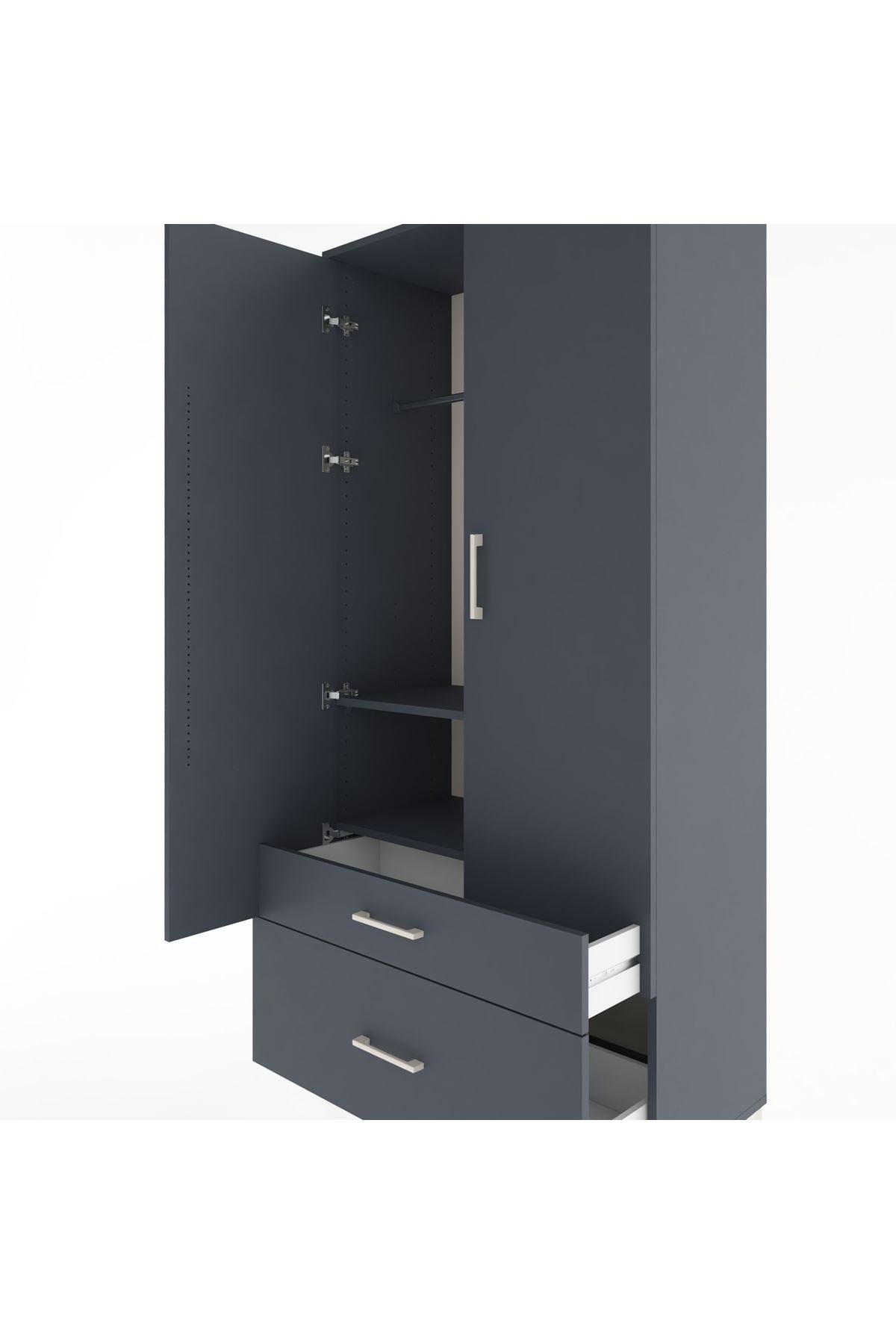 Hyperion Dolap 2 Raflı 2 Çekmeceli Tek Askılı 88x44x195 - S60M013V5B